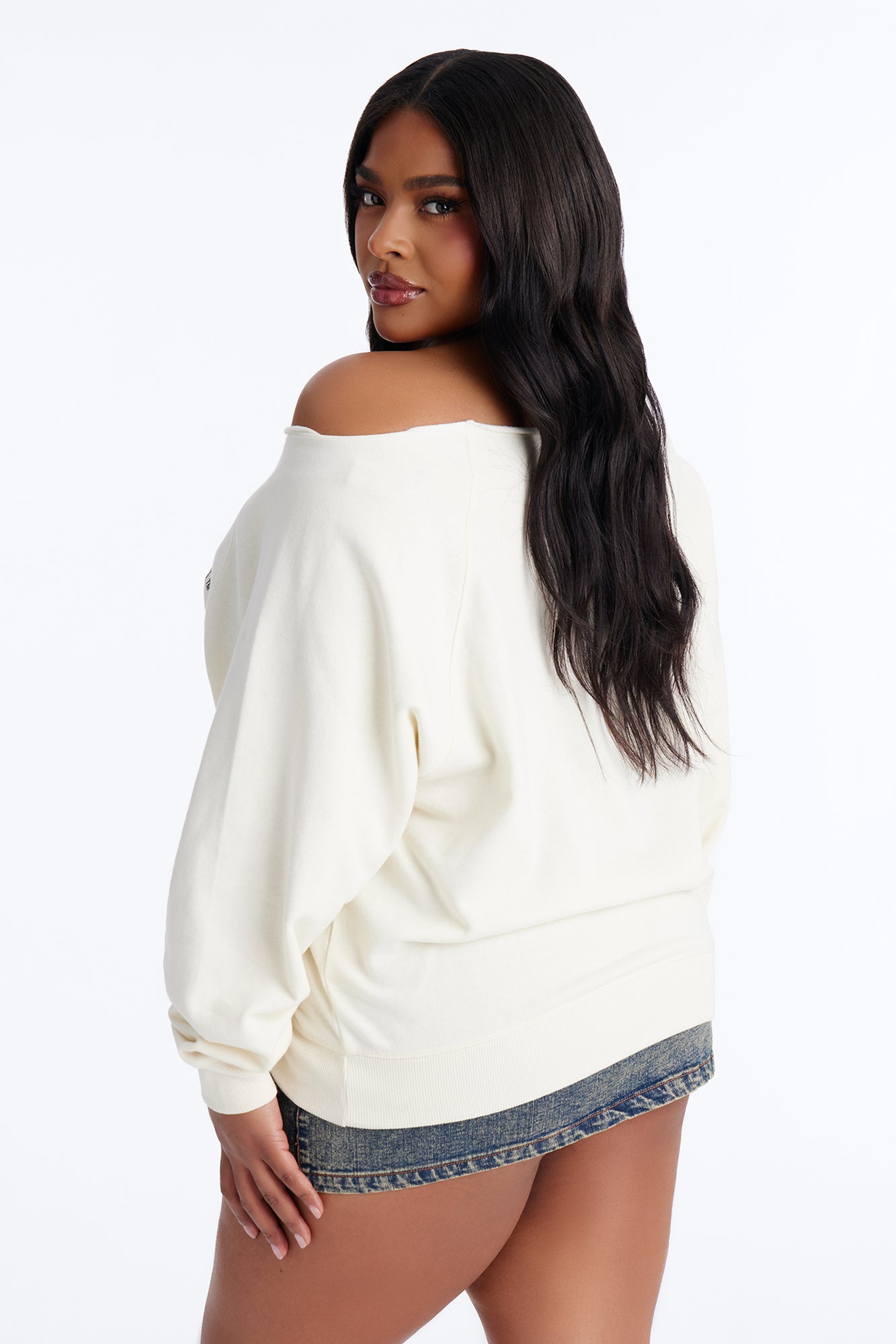 Space Jam Tune Squad Off Shoulder Sweatshirt - Cream
