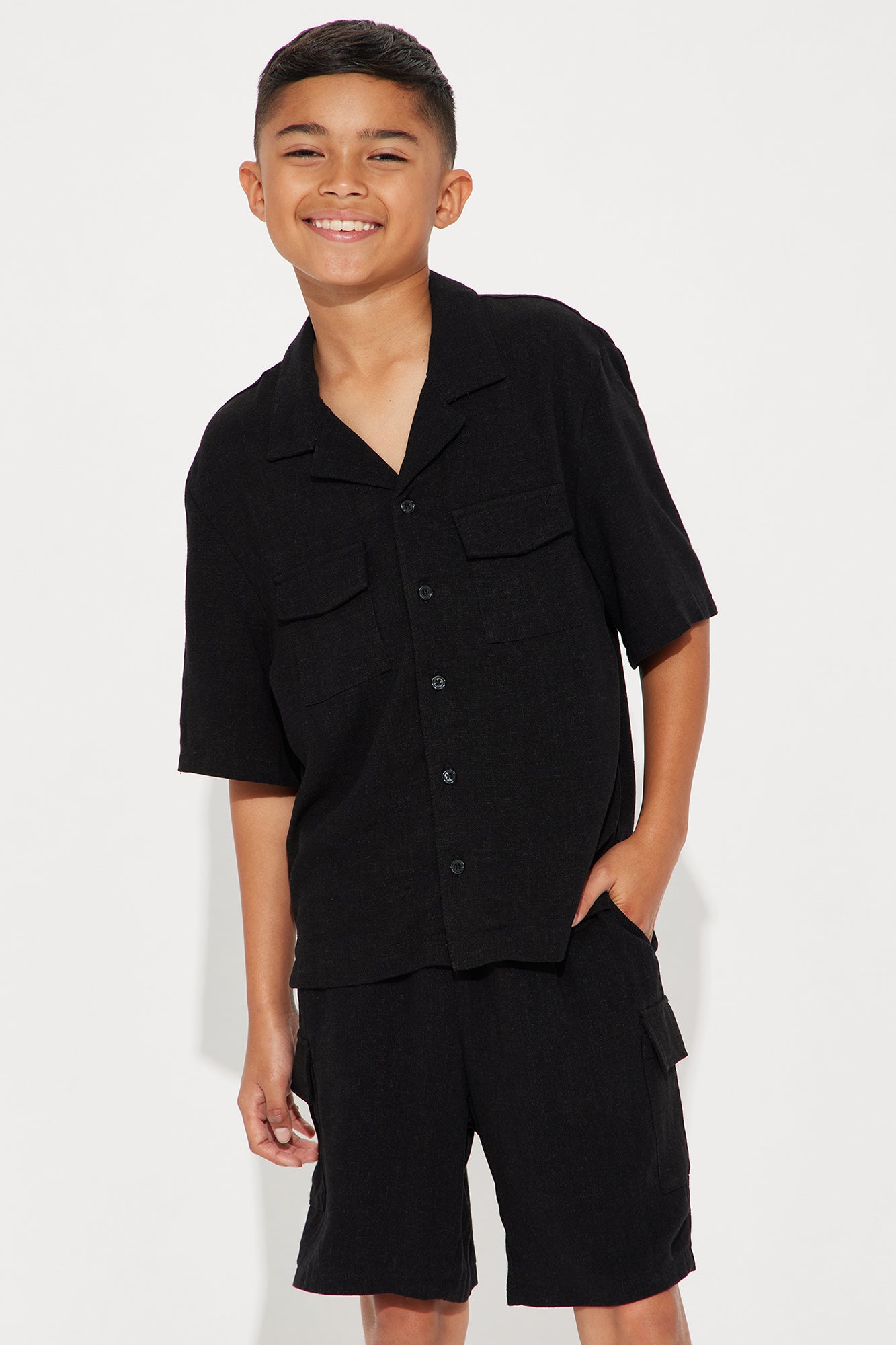 Mini Ashford Linen Shirt - Black