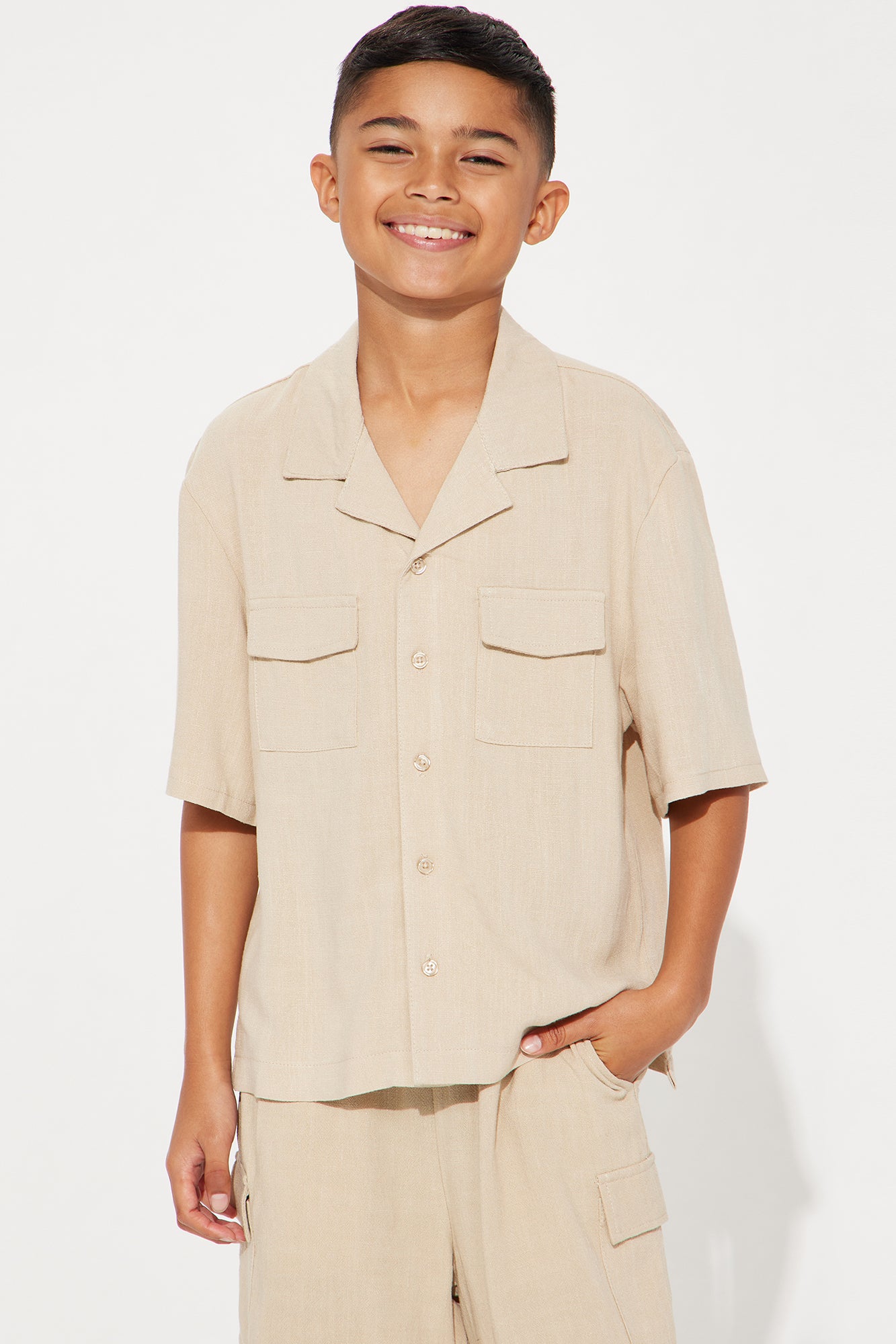 Mini Ashford Linen Shirt - Tan