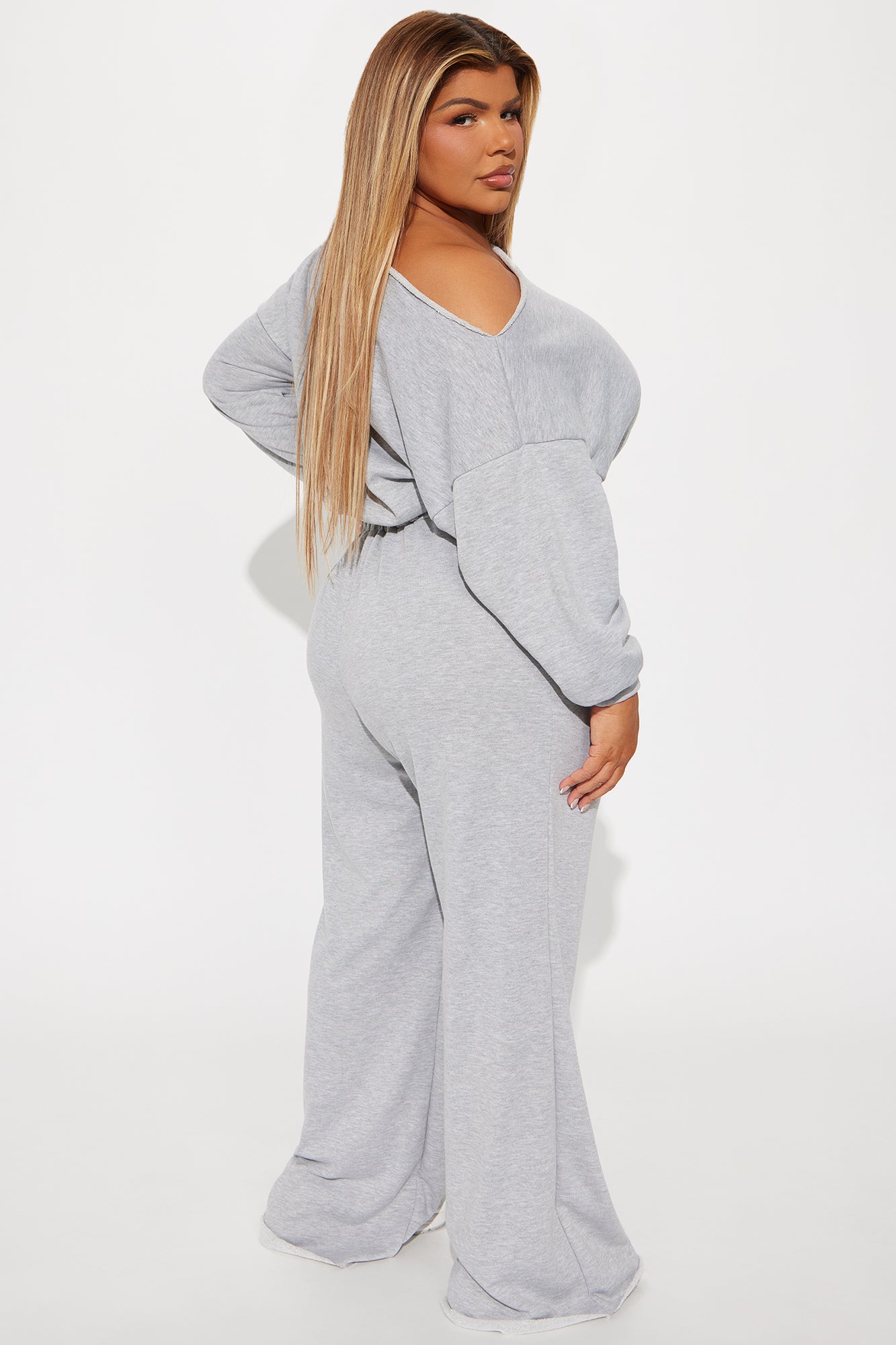 Robyn Off Shoulder Pant Set - Heather Grey