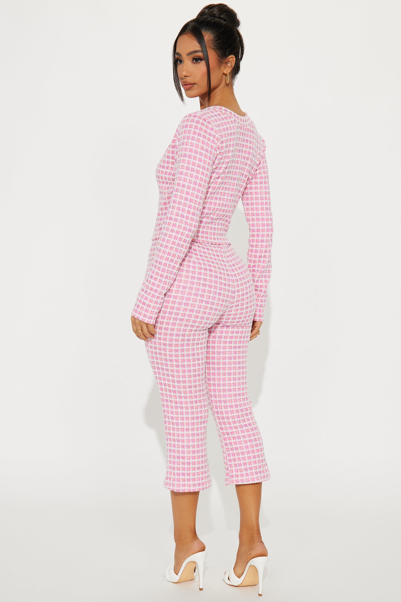 Aurora Tweed Capri Set - Pink/combo