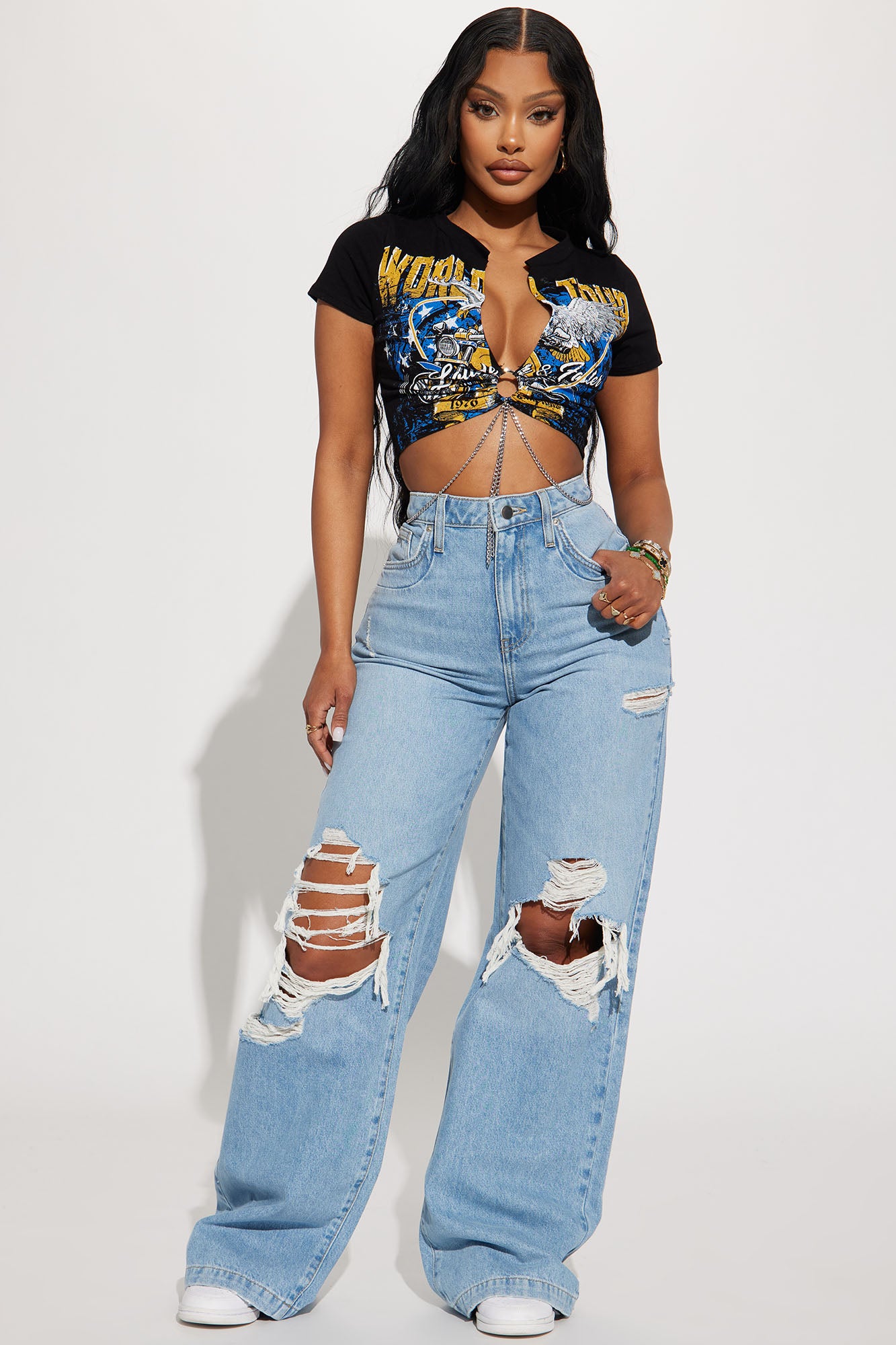 On A World Tour Crop Top - Black