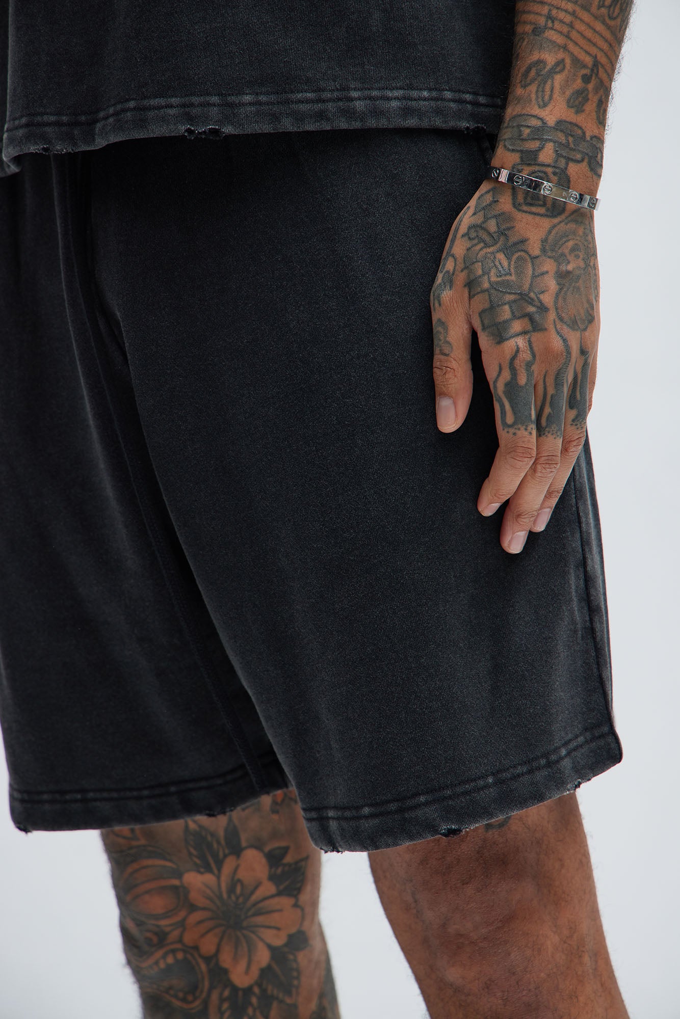 Tayson Heavy Wash Relaxed Shorts - Black Wash