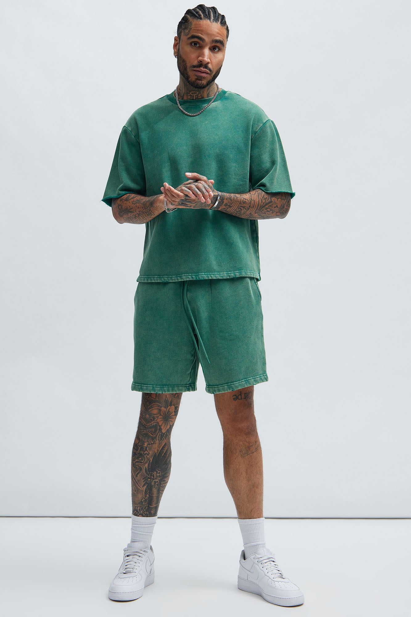 Tayson Heavy Wash Relaxed Shorts - Green