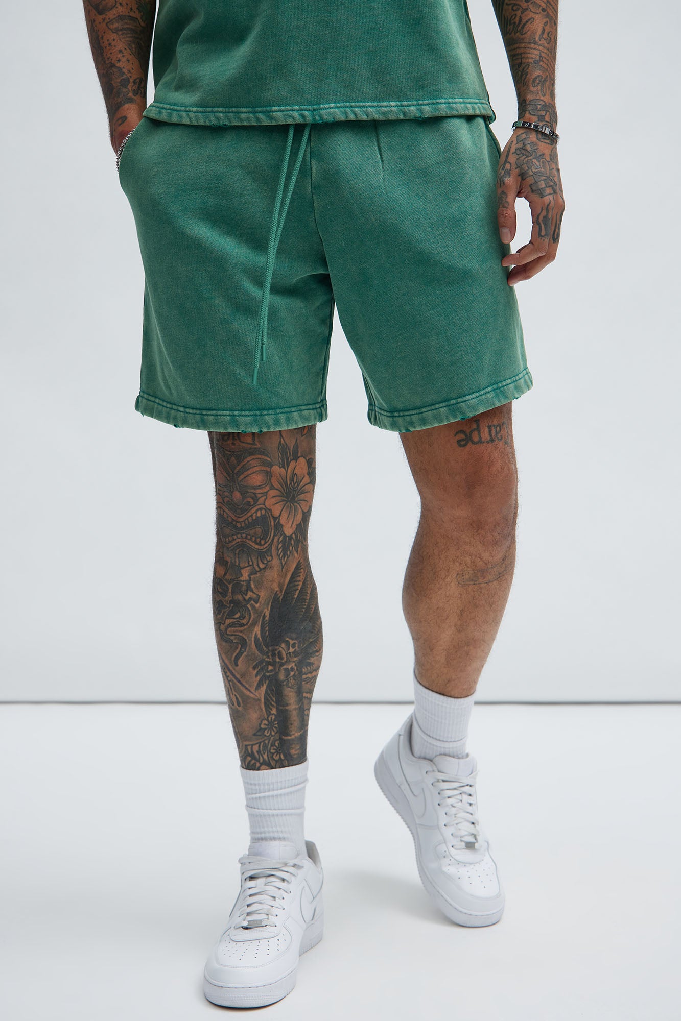 Tayson Heavy Wash Relaxed Shorts - Green