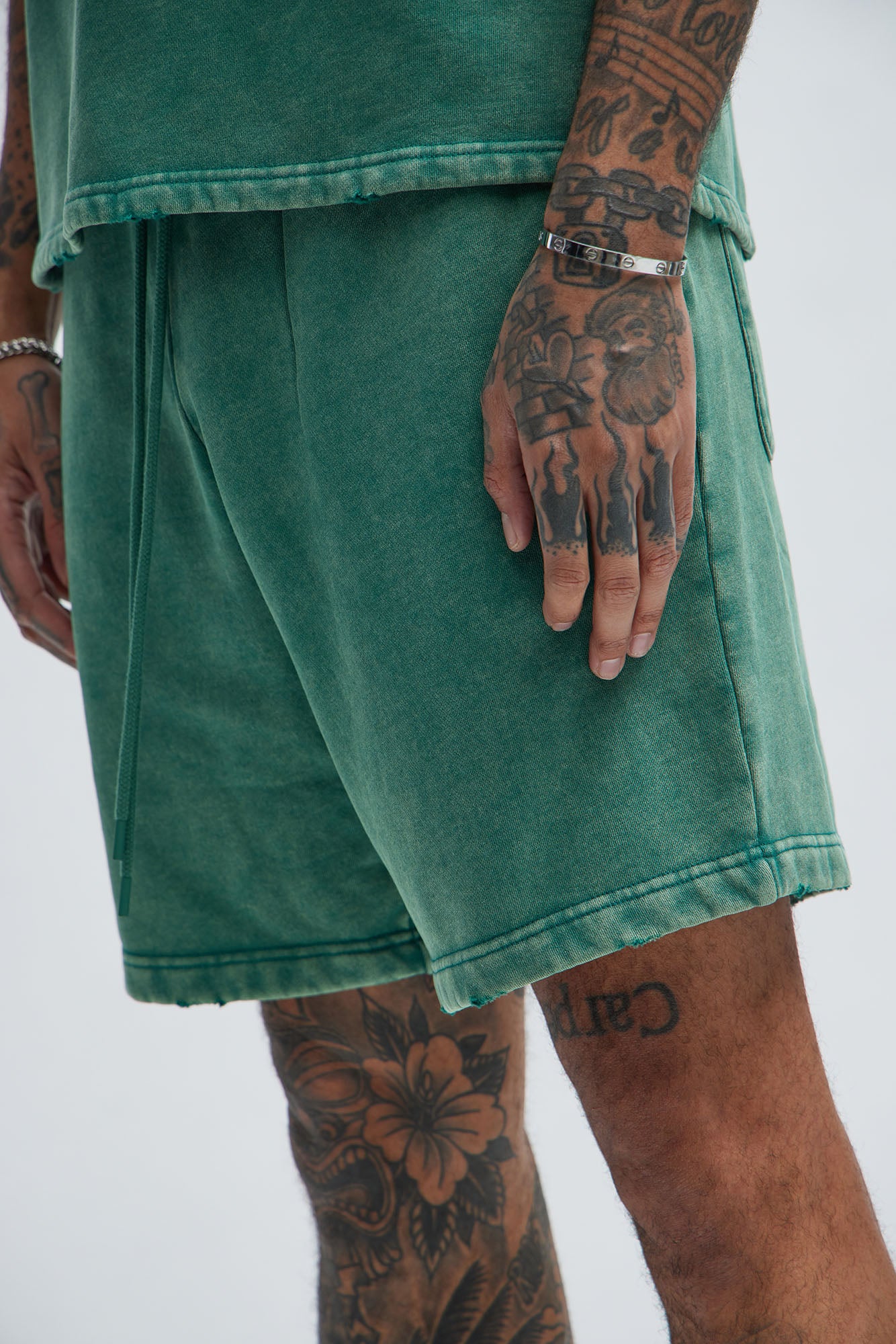 Tayson Heavy Wash Relaxed Shorts - Green