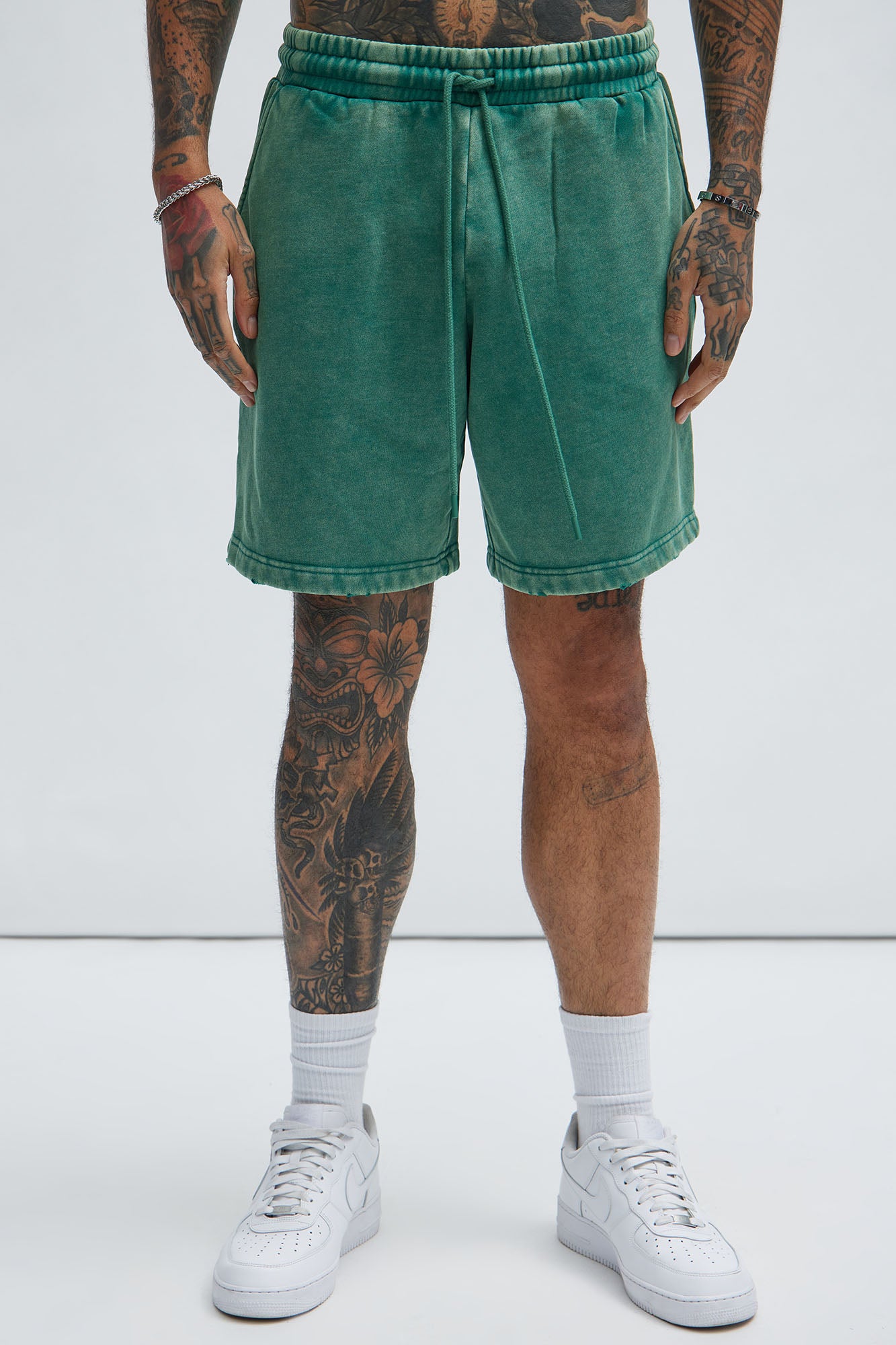 Tayson Heavy Wash Relaxed Shorts - Green