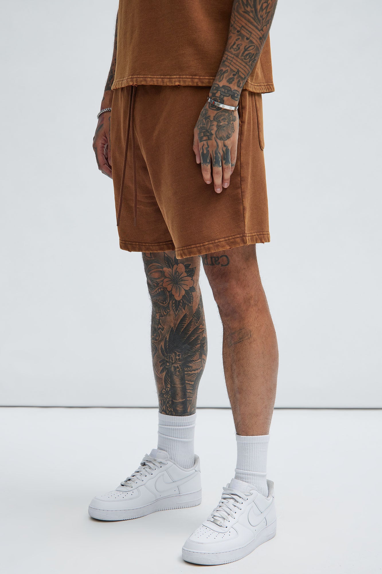 Tayson Heavy Wash Relaxed Shorts - Dark Brown
