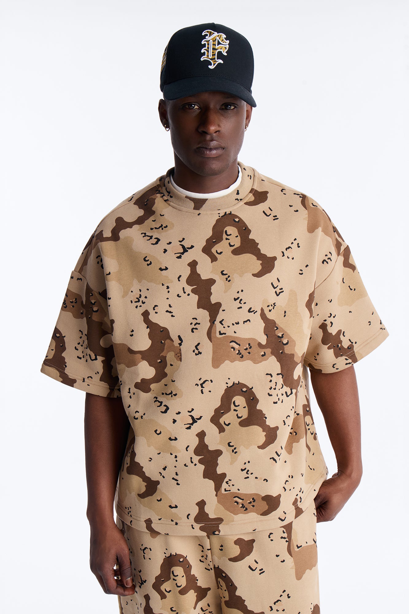 Oversized Time Warp Camo Short Sleeve Fleece Tee - Camouflage
