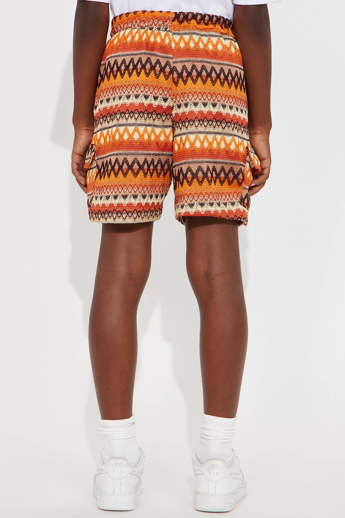 Mini Sunset Pattern Drawstring Shorts - Brown/combo