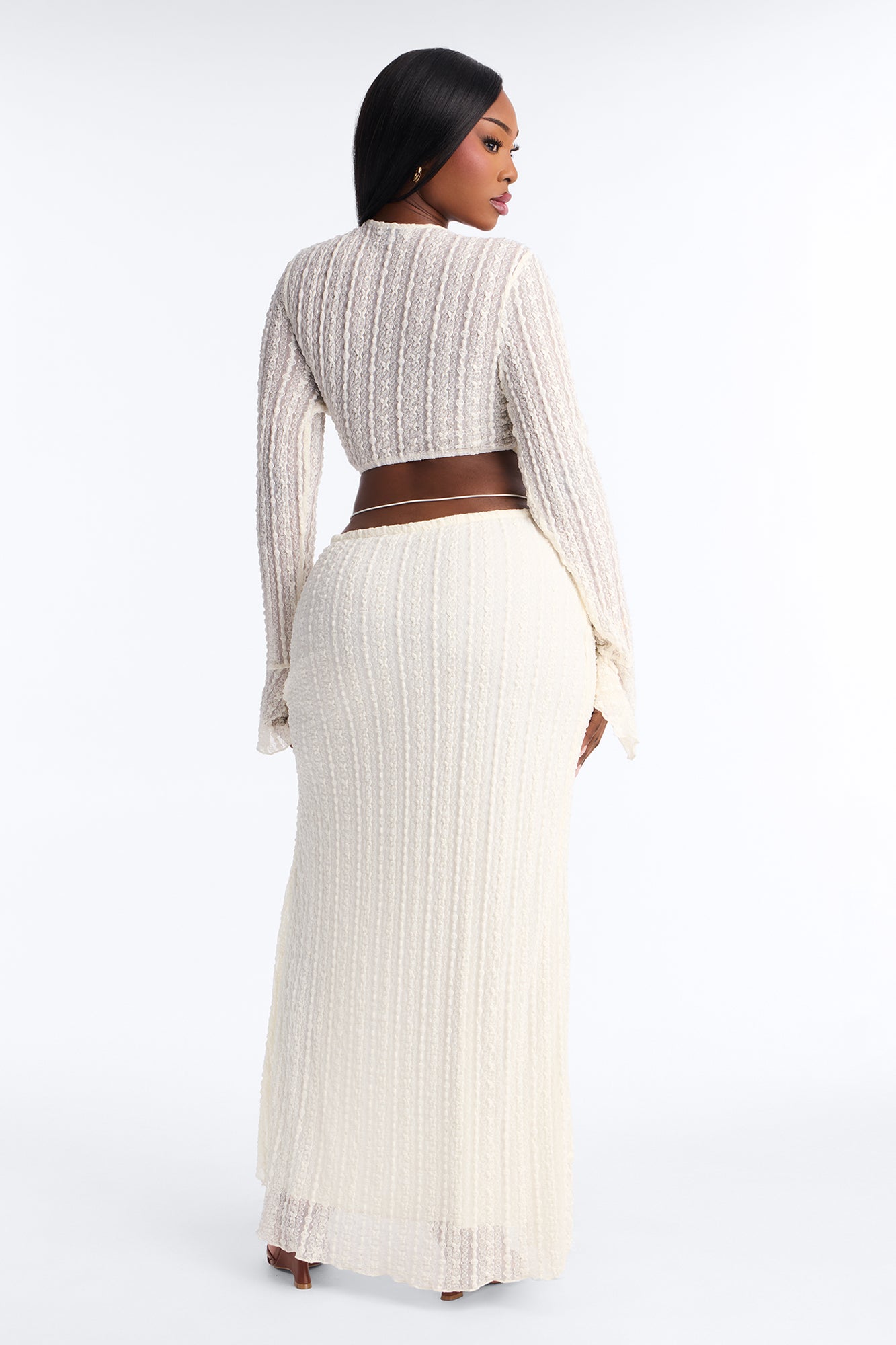Sashira Ruffle Lace Maxi Dress - Ivory