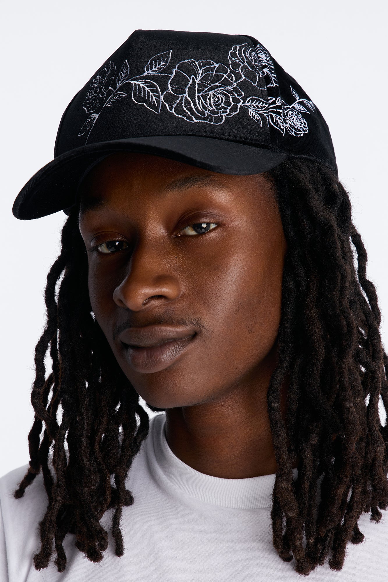 Lucky You Structured Velvet Snapback Hat - Black