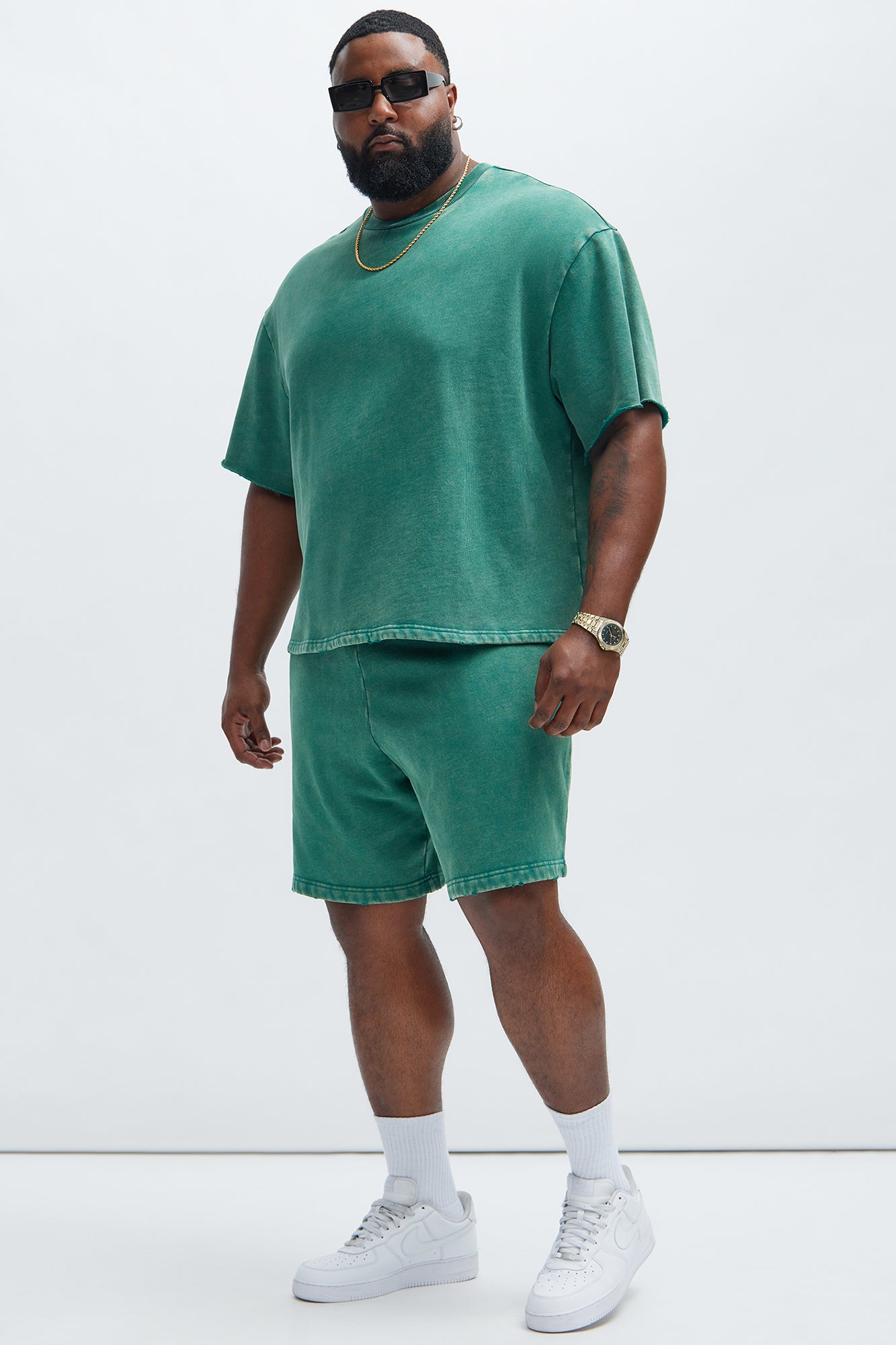 Tayson Heavy Wash Relaxed Shorts - Green