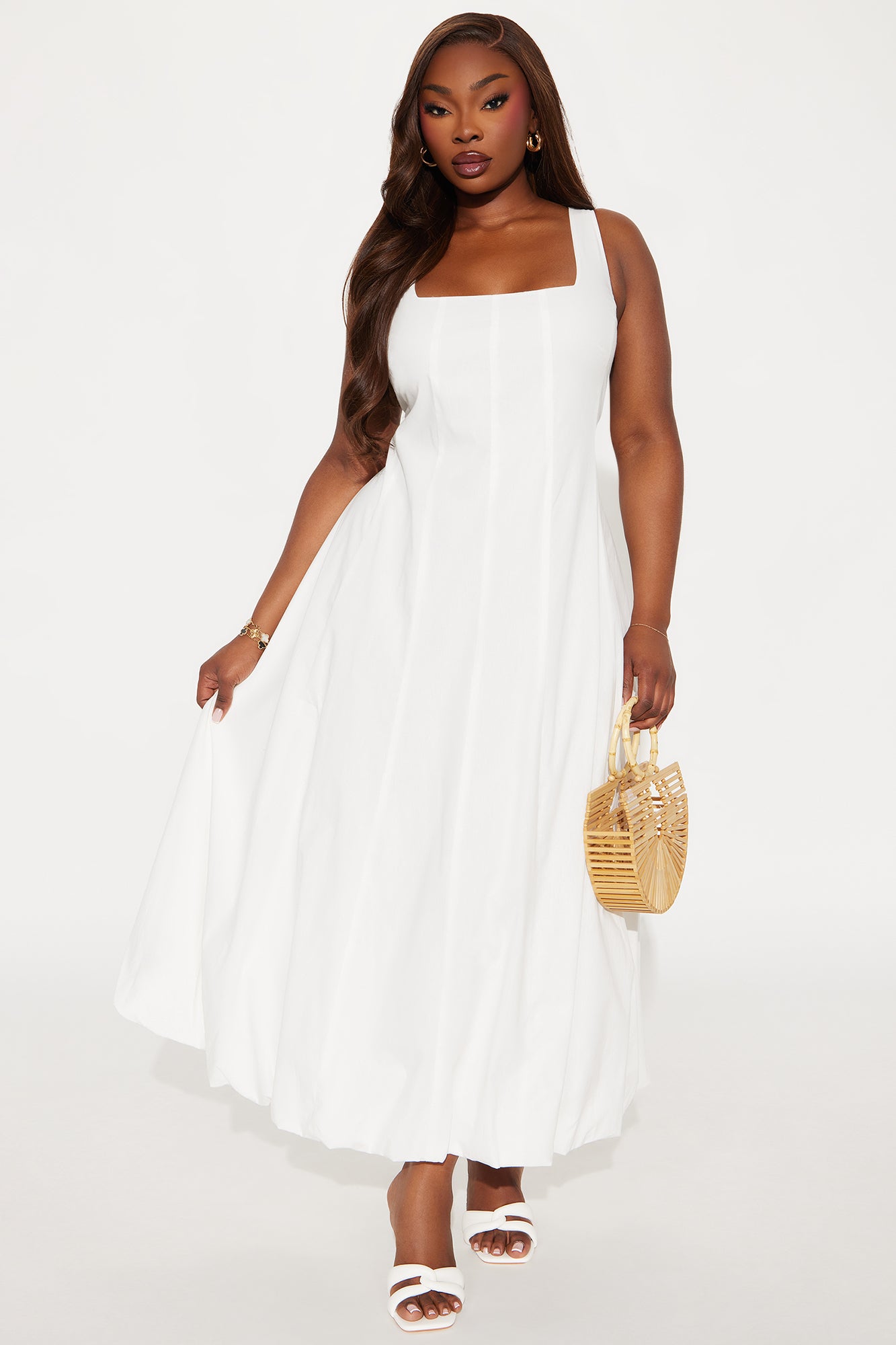 Katherine Bubble Maxi Dress - White