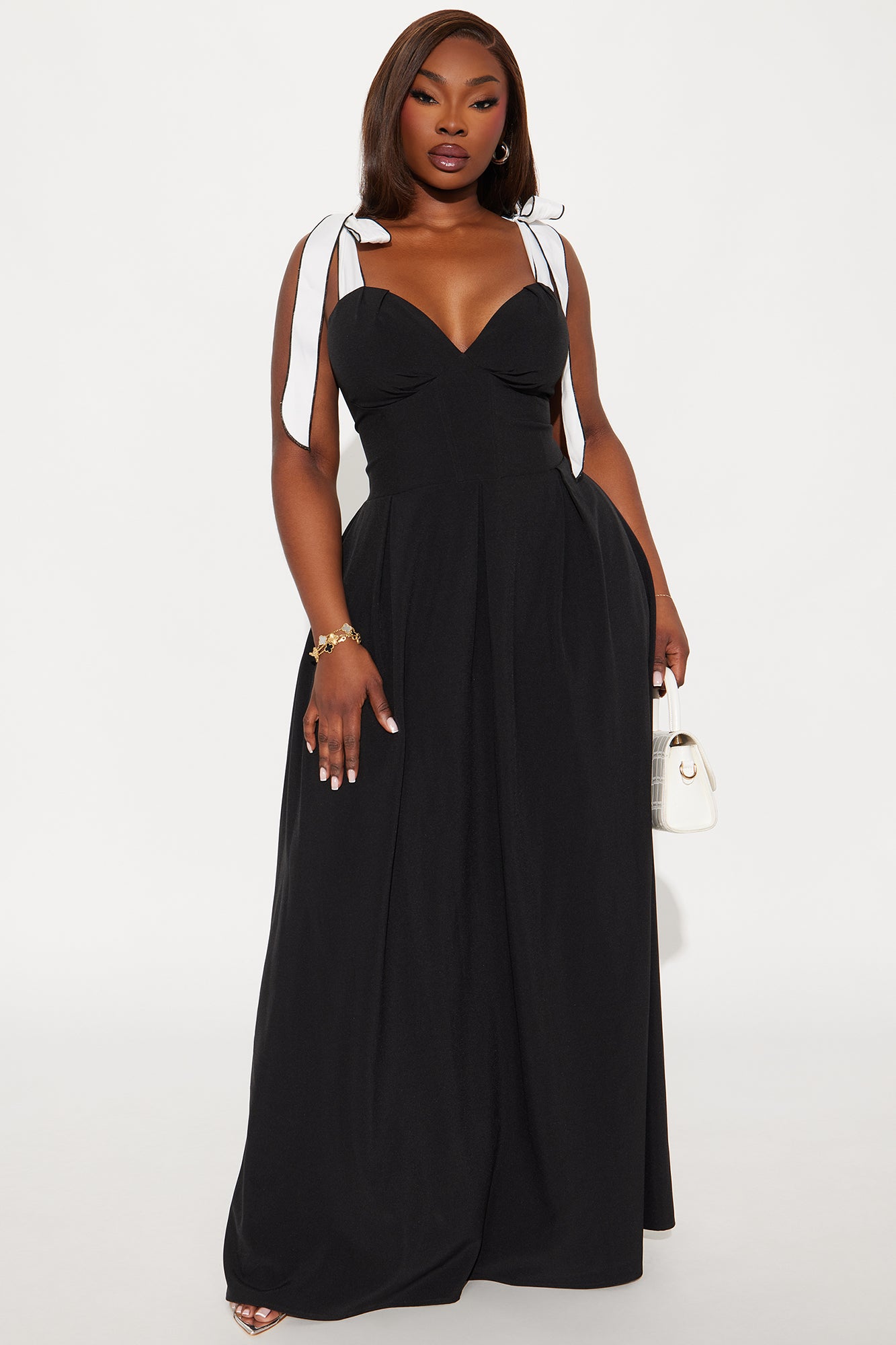 Isabelle Contrast Maxi Dress - Black/White