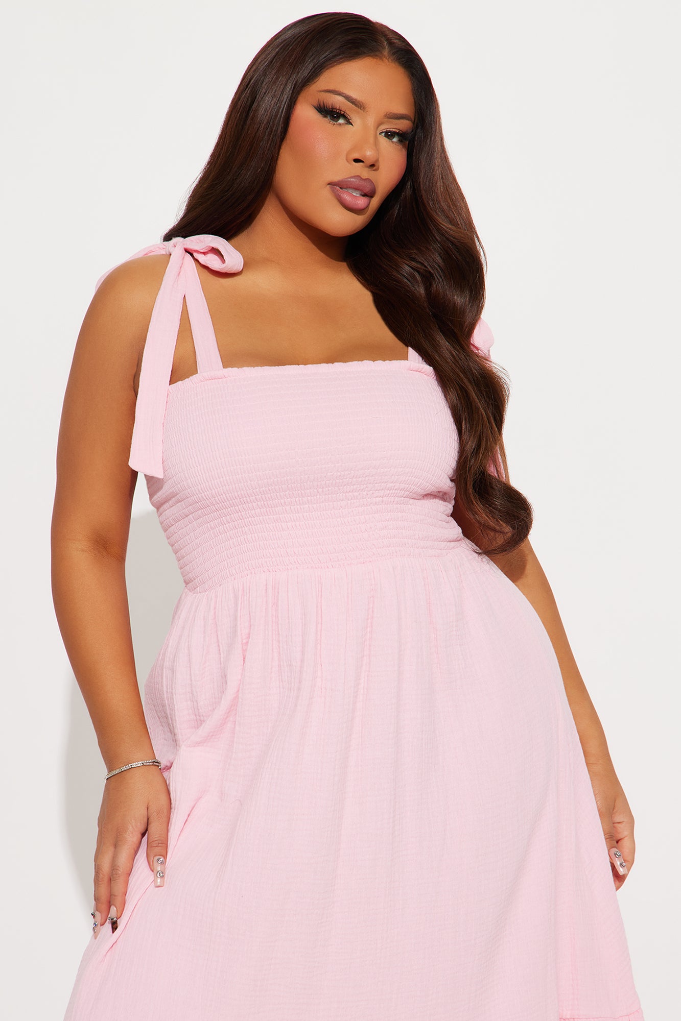 Liv Smocked Midi Dress - Blush