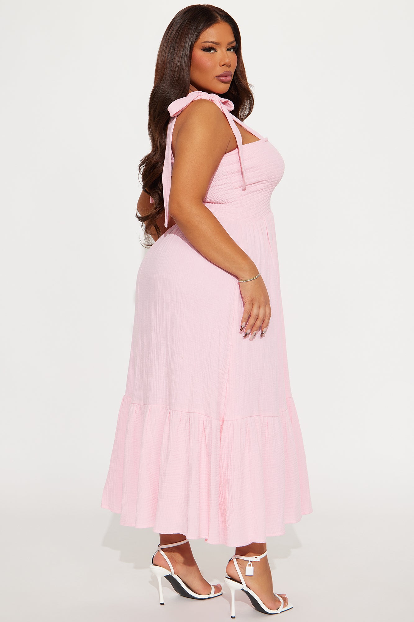 Liv Smocked Midi Dress - Blush