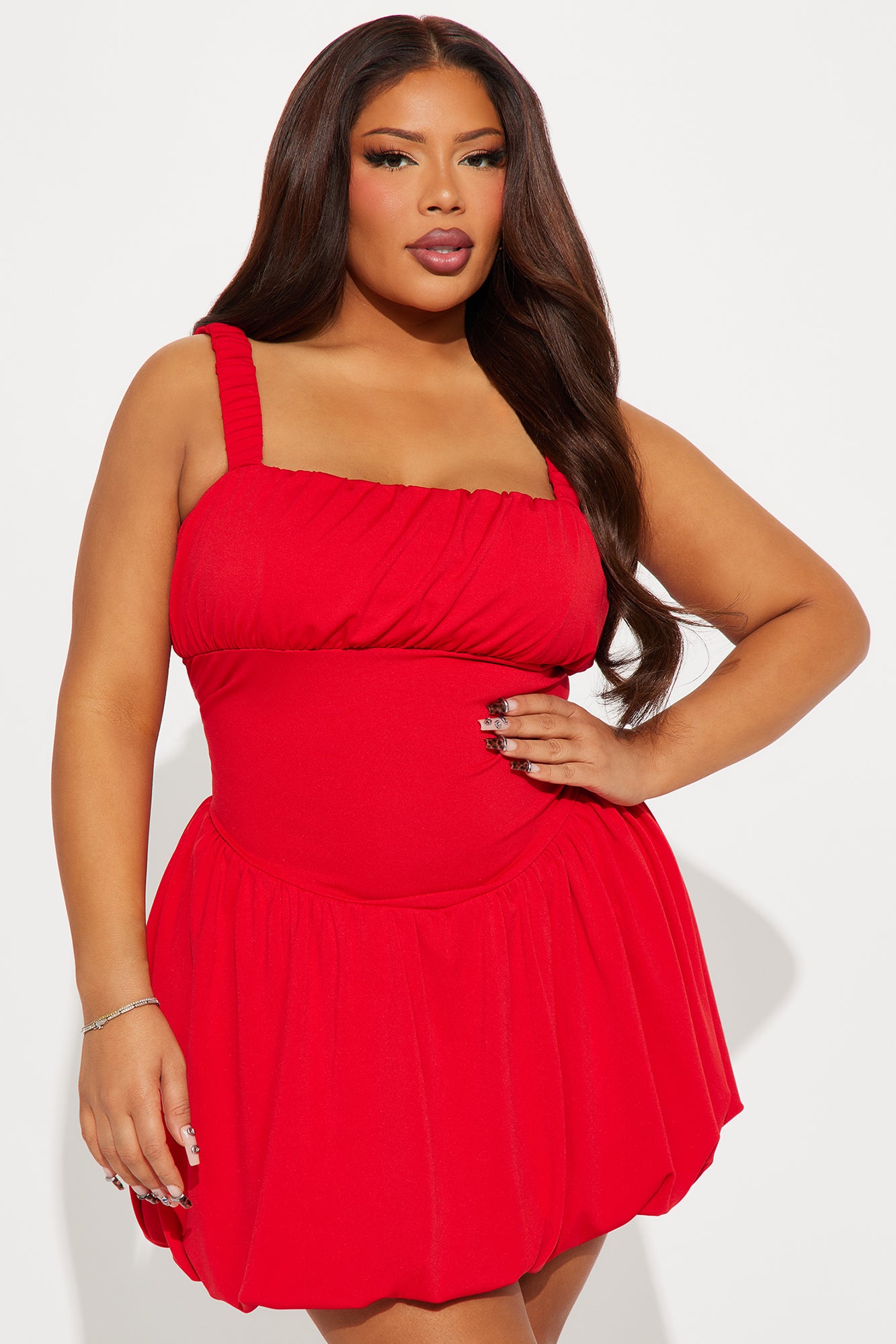 Carmela Bubble Mini Dress - Red