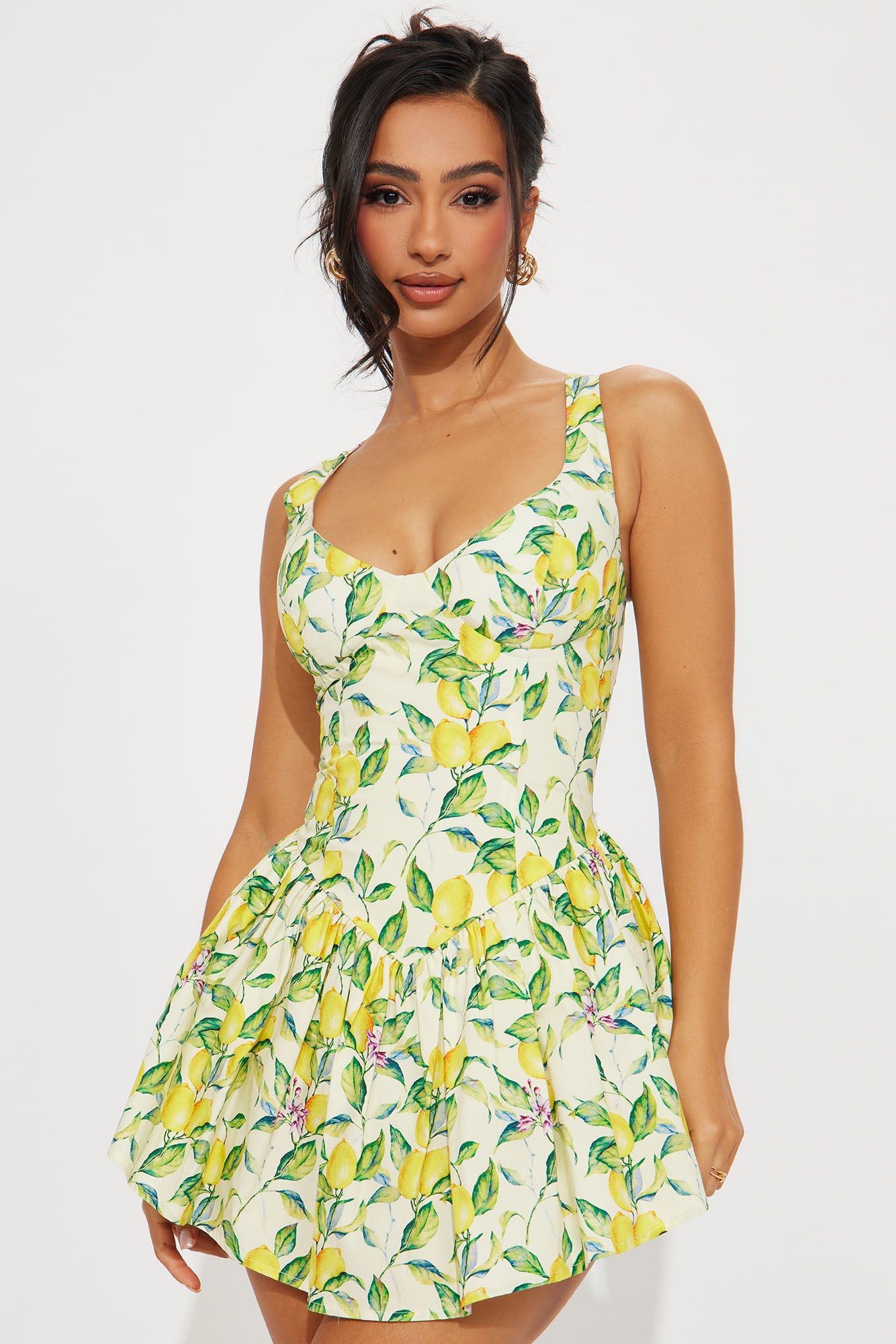 Caitlyn Lemon Micro Mini Dress - Yellow/combo