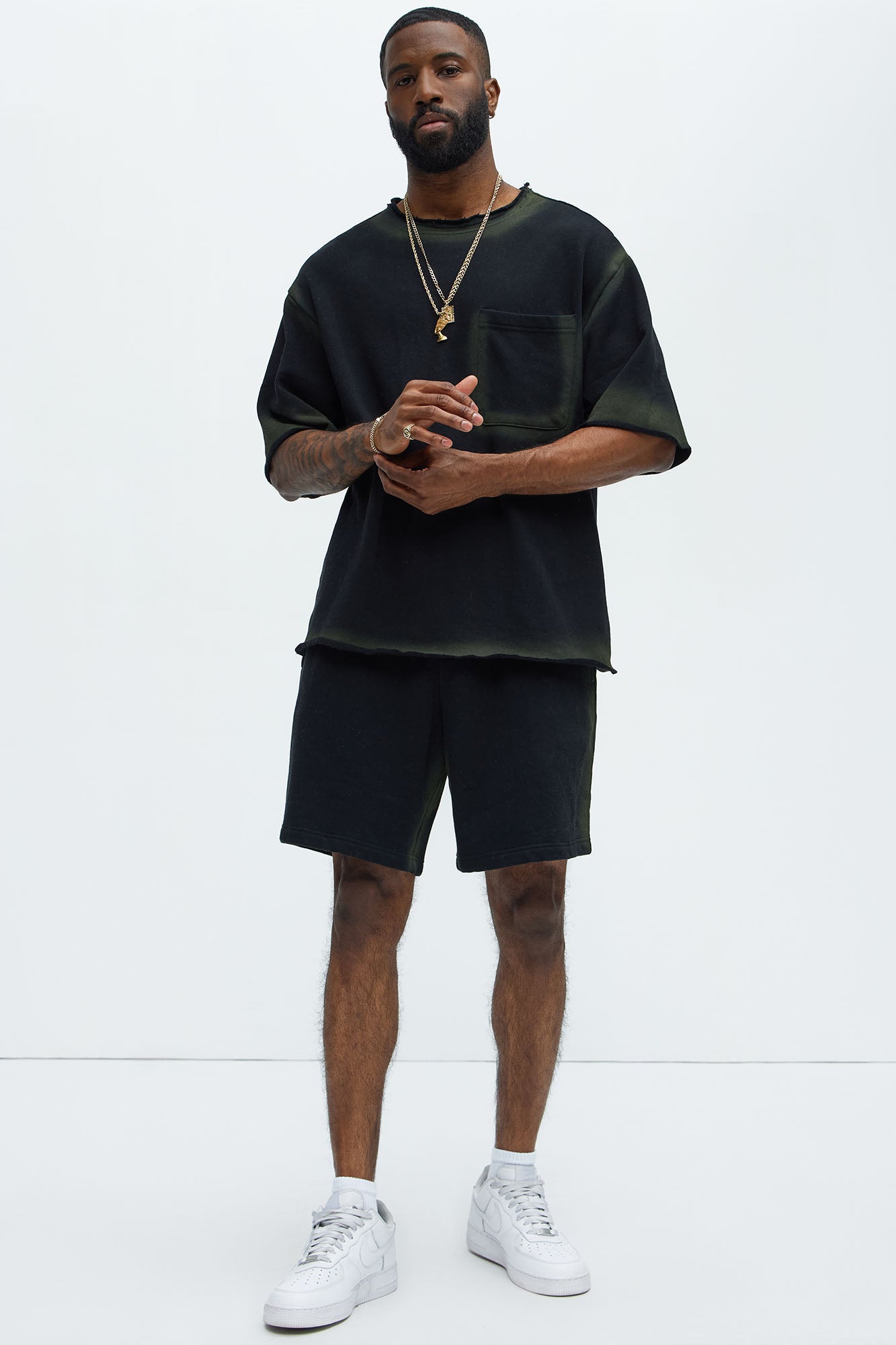 Tayson Blurred Lines Relaxed Fleece Tee - Black