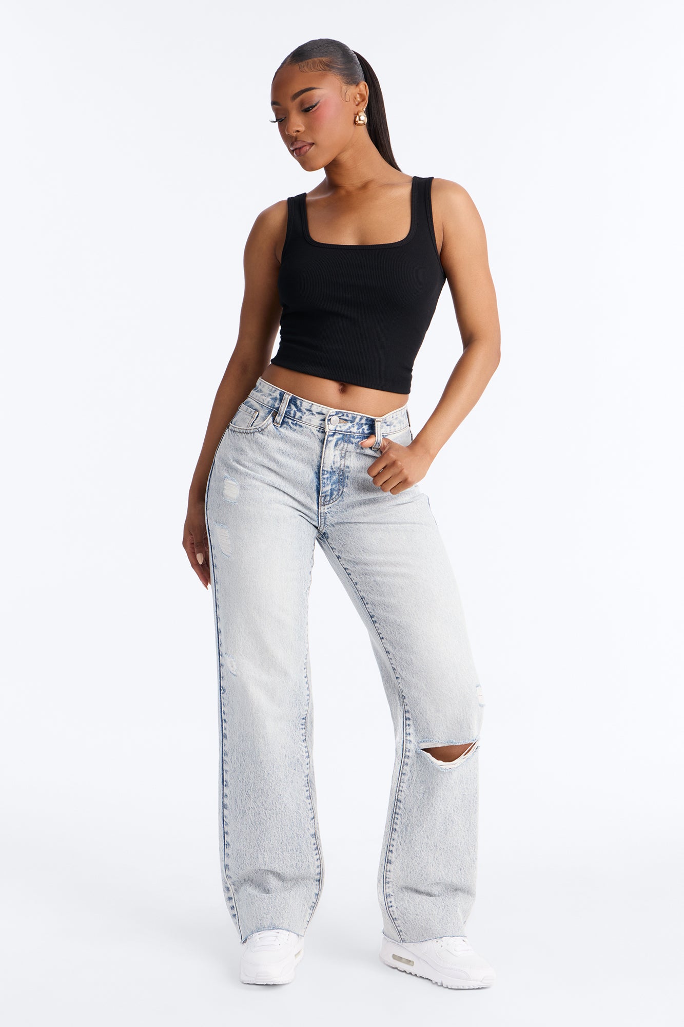 90s Classic Basic Non Stretch Straight Leg Jean - Light Wash