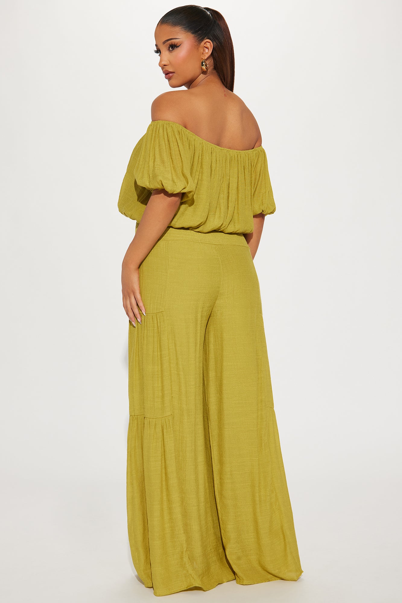 Take Me On A Vacay Pant Set - Chartreuse