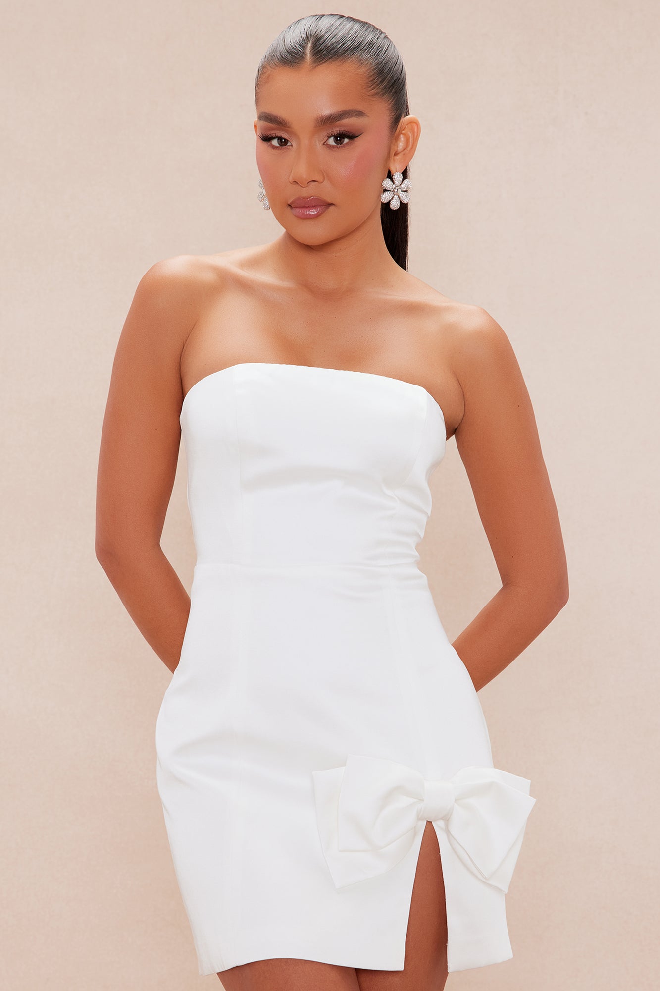 Anitta Satin Mini Dress - White