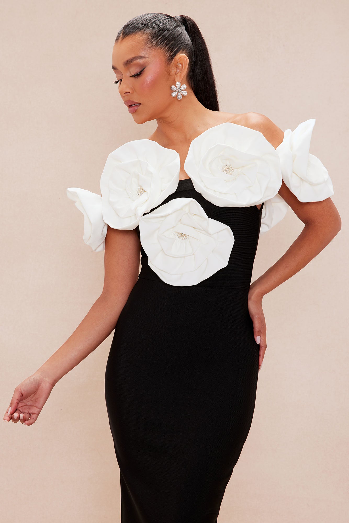 Lolita Bandage Maxi Dress - Black/White