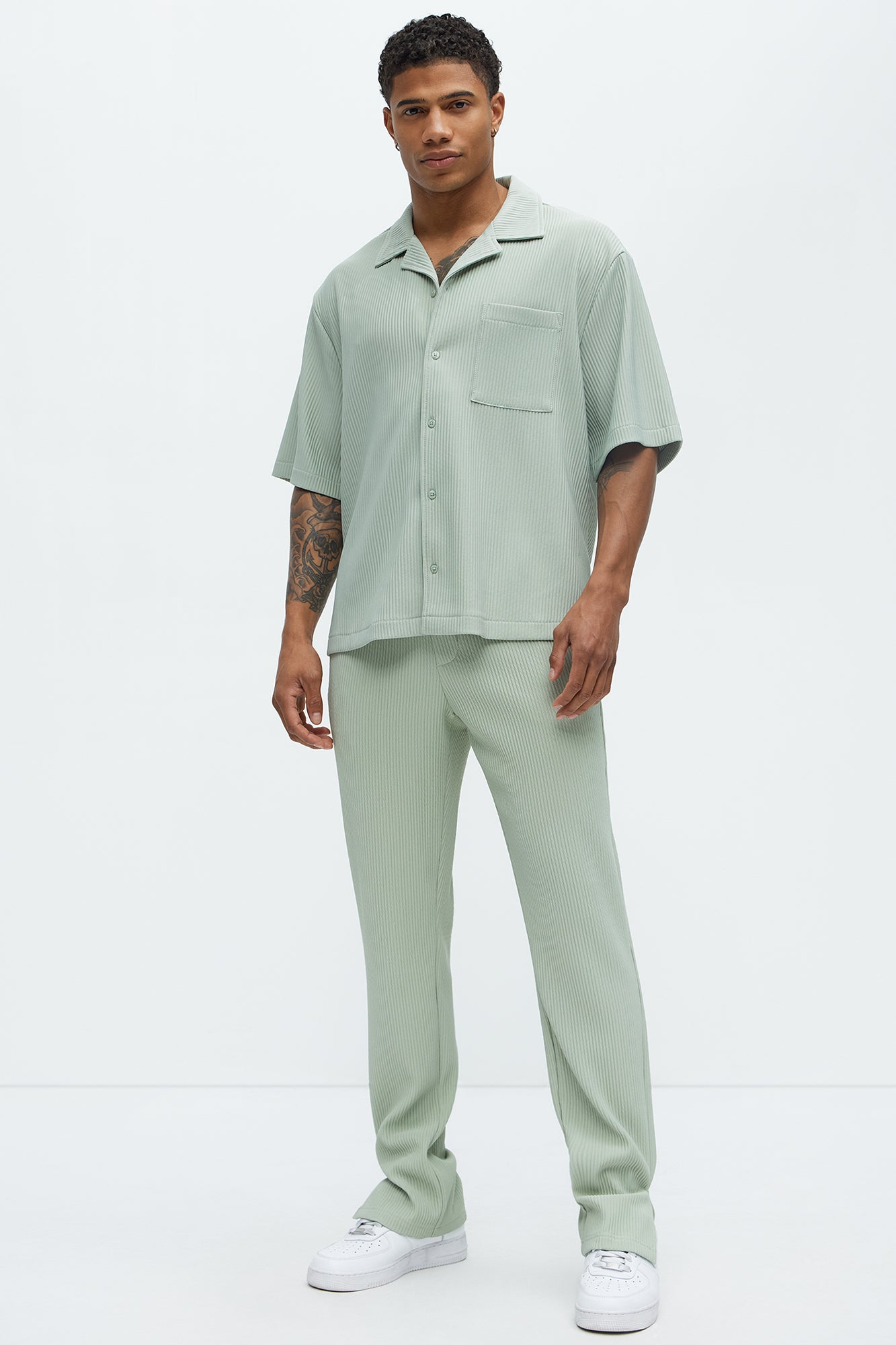 Show Up Slim Slit Pants - Sage