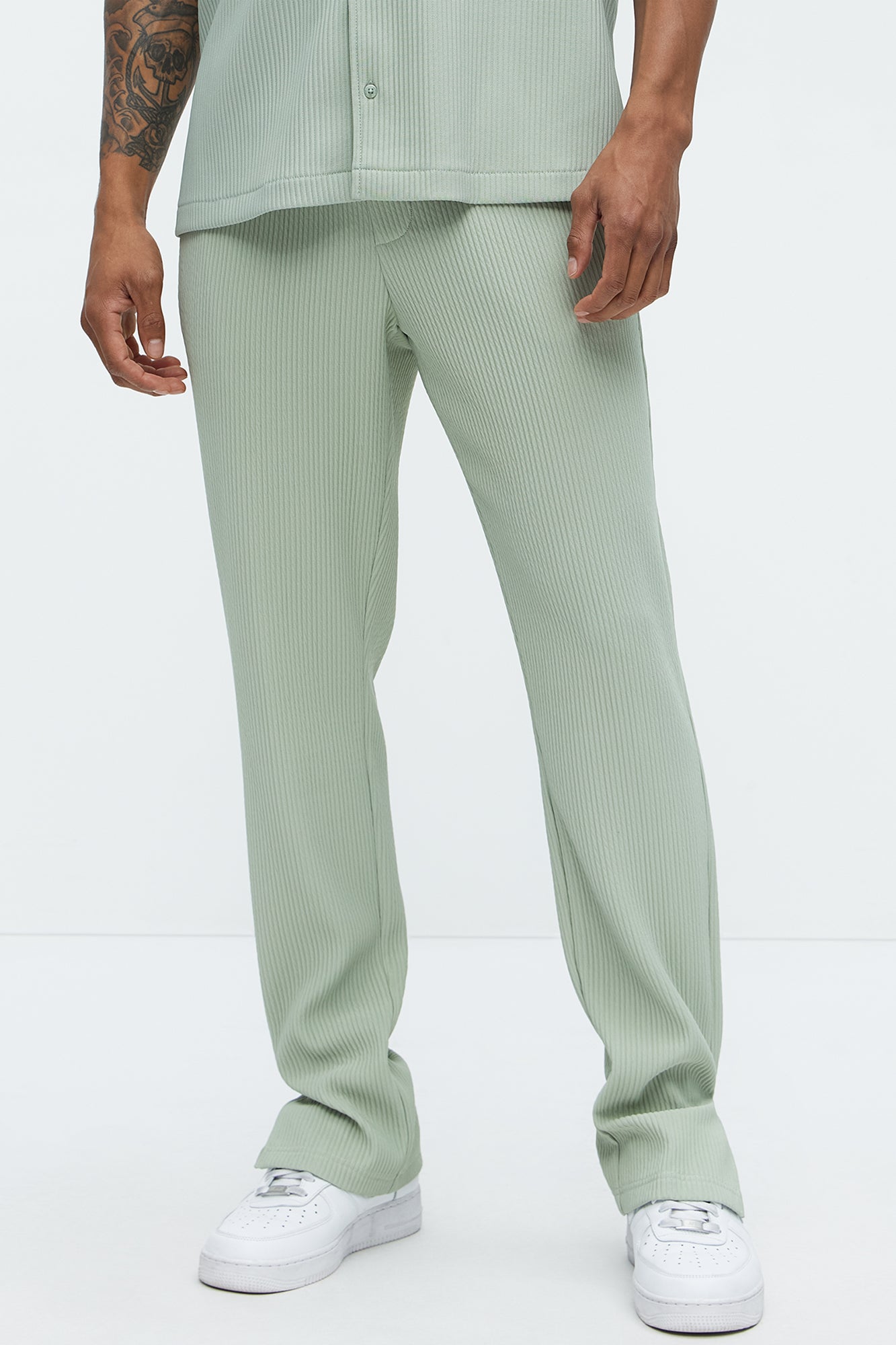 Show Up Slim Slit Pants - Sage