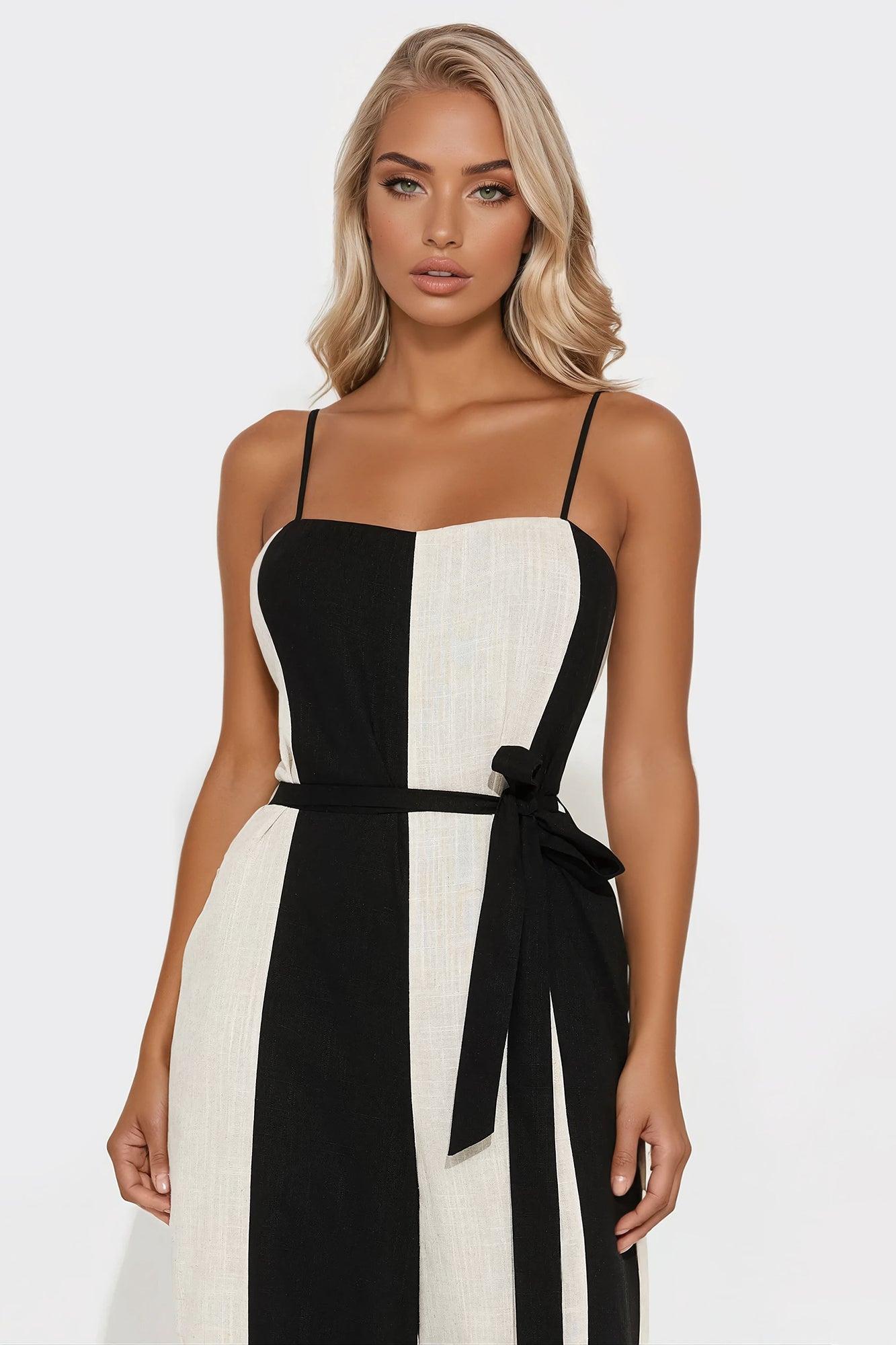In My Linen Wide Leg Jumpsuit - Black/combo
