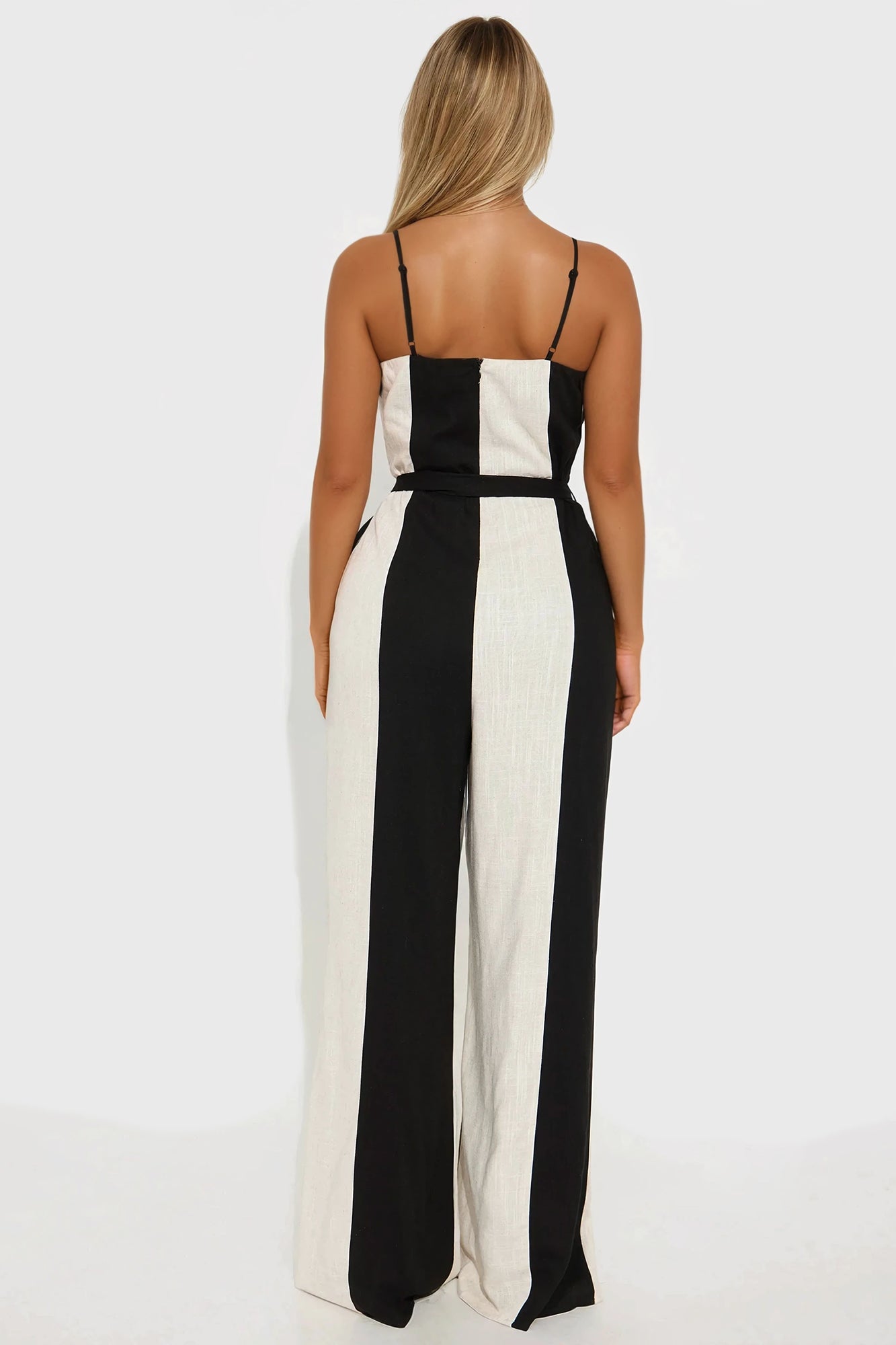In My Linen Wide Leg Jumpsuit - Black/combo