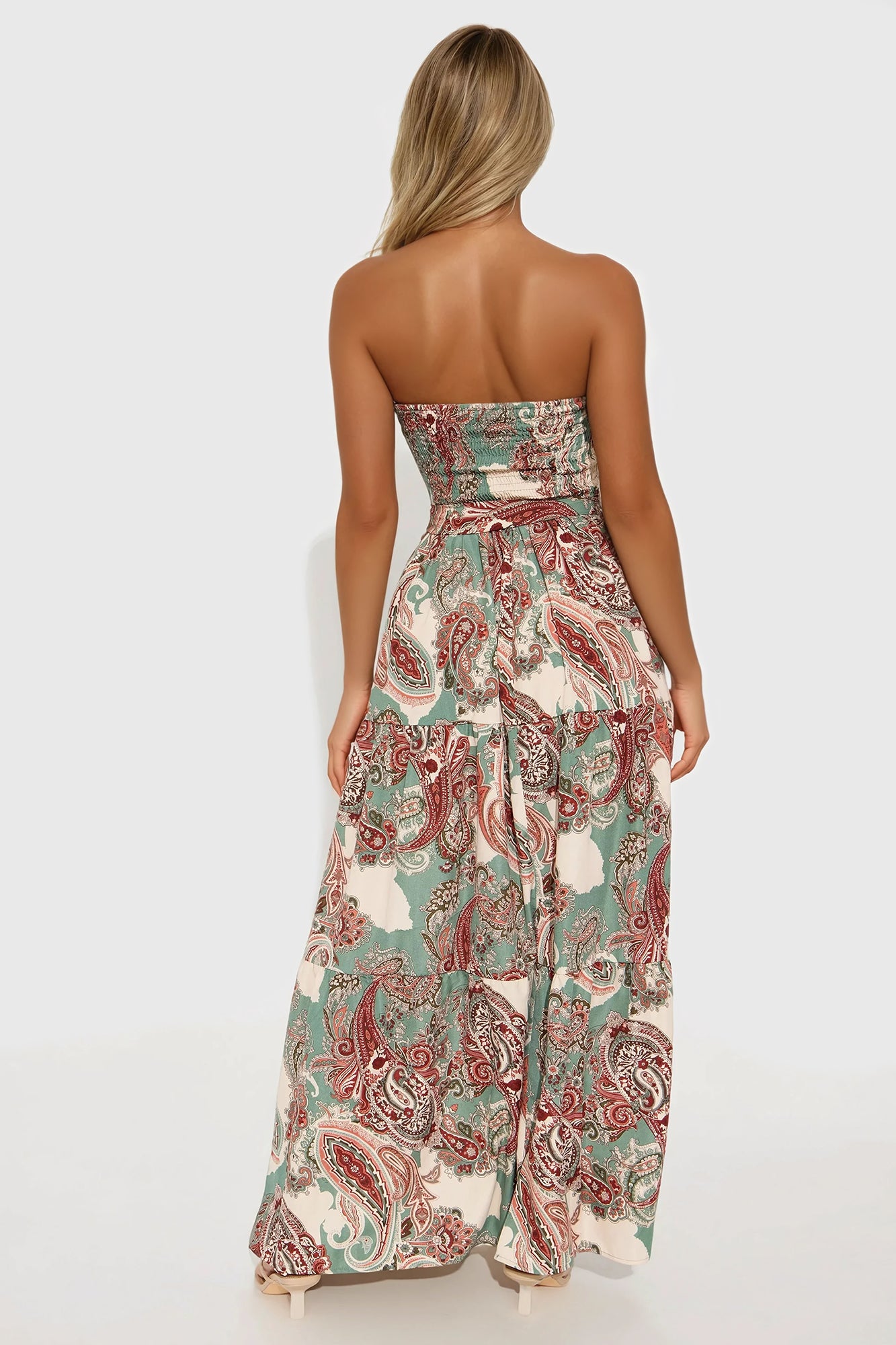 Alyssa Strapless Maxi Dress - Green/combo