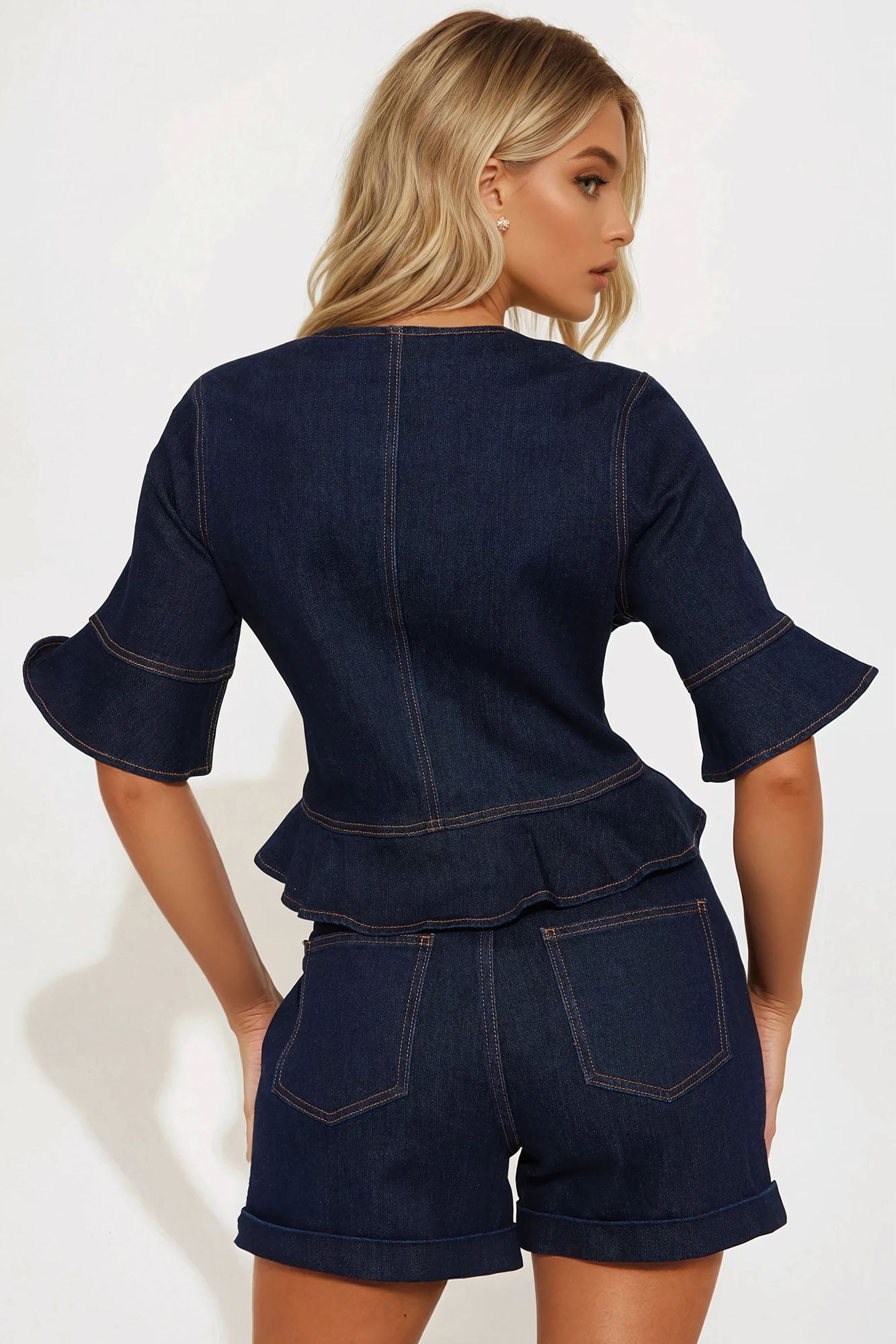 Denise Denim Short Set - Dark Wash