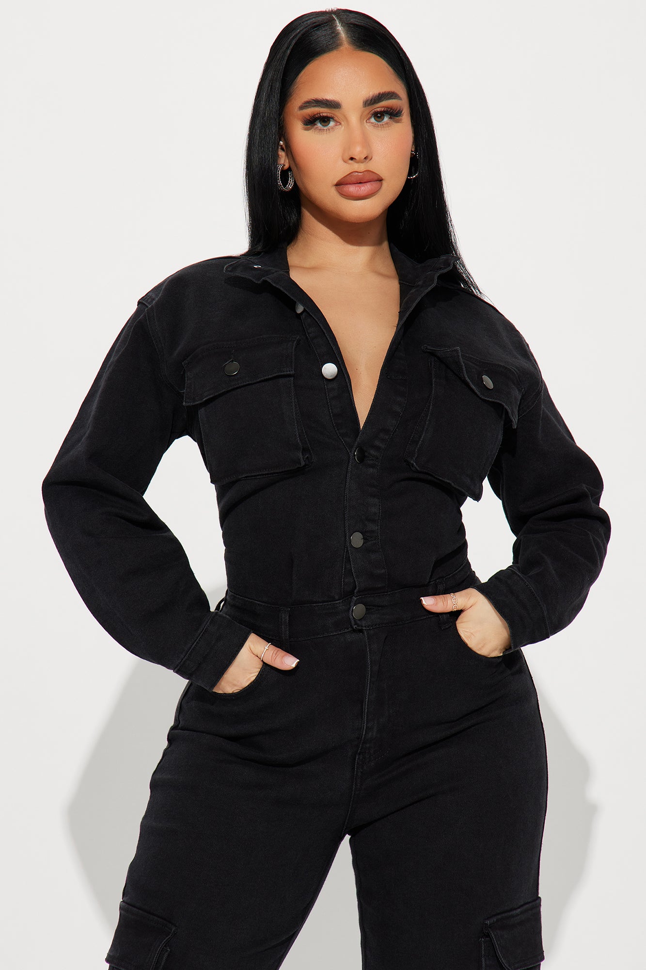 Stunning Allure Denim Jumpsuit - Black