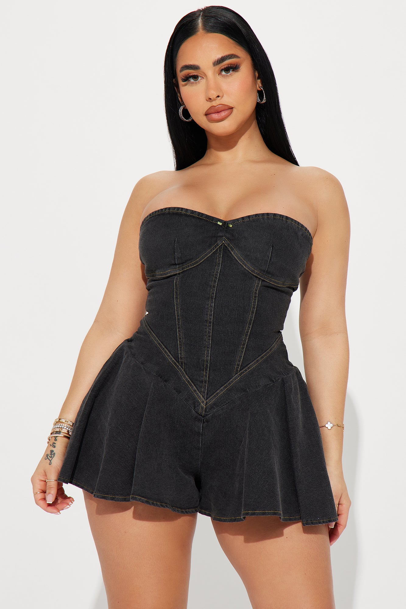 Little Miss Perfect Denim Romper - Dark Wash