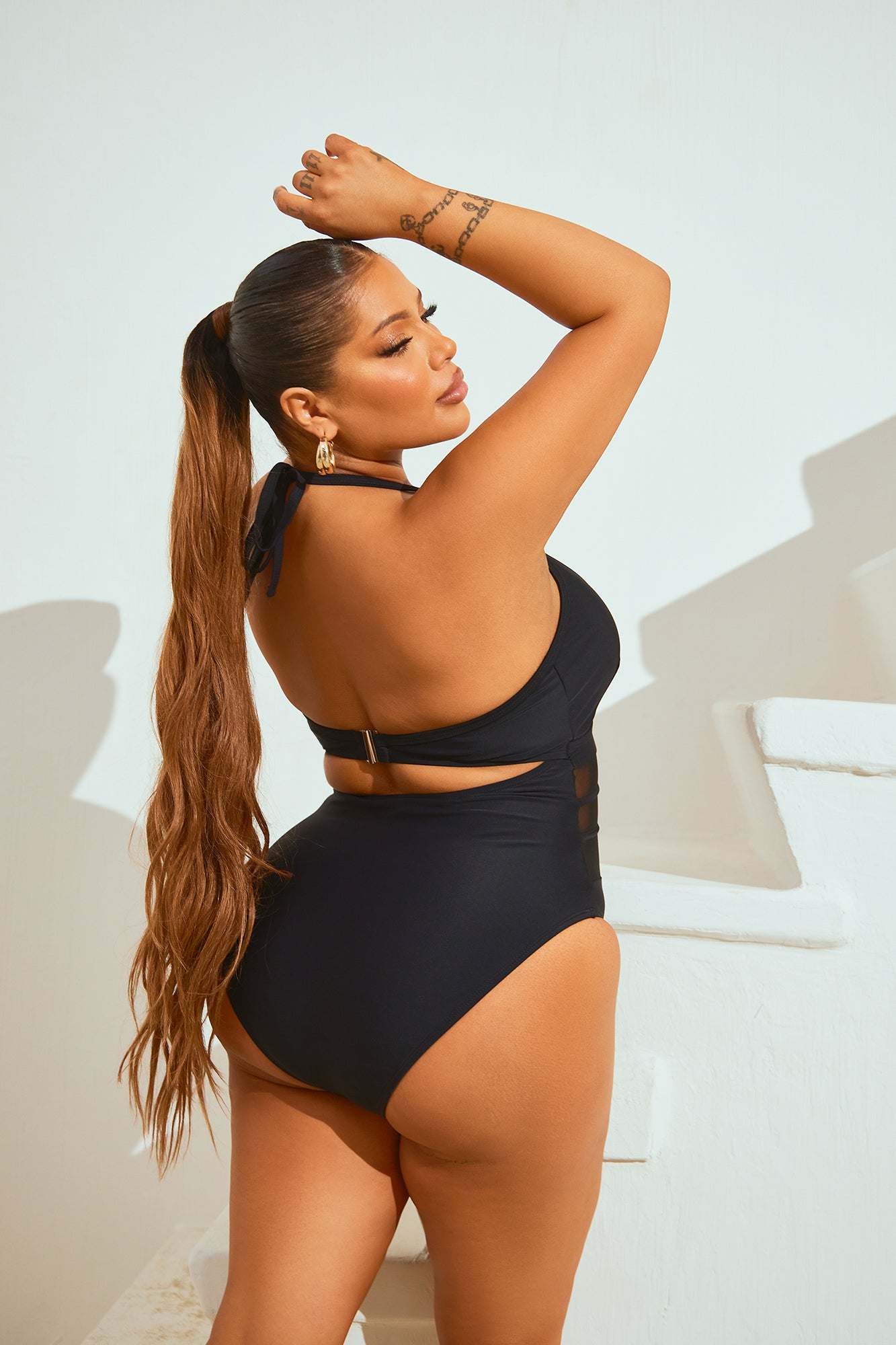 Katelyn Mesh Cutout 1 Piece Swimsuit - Black