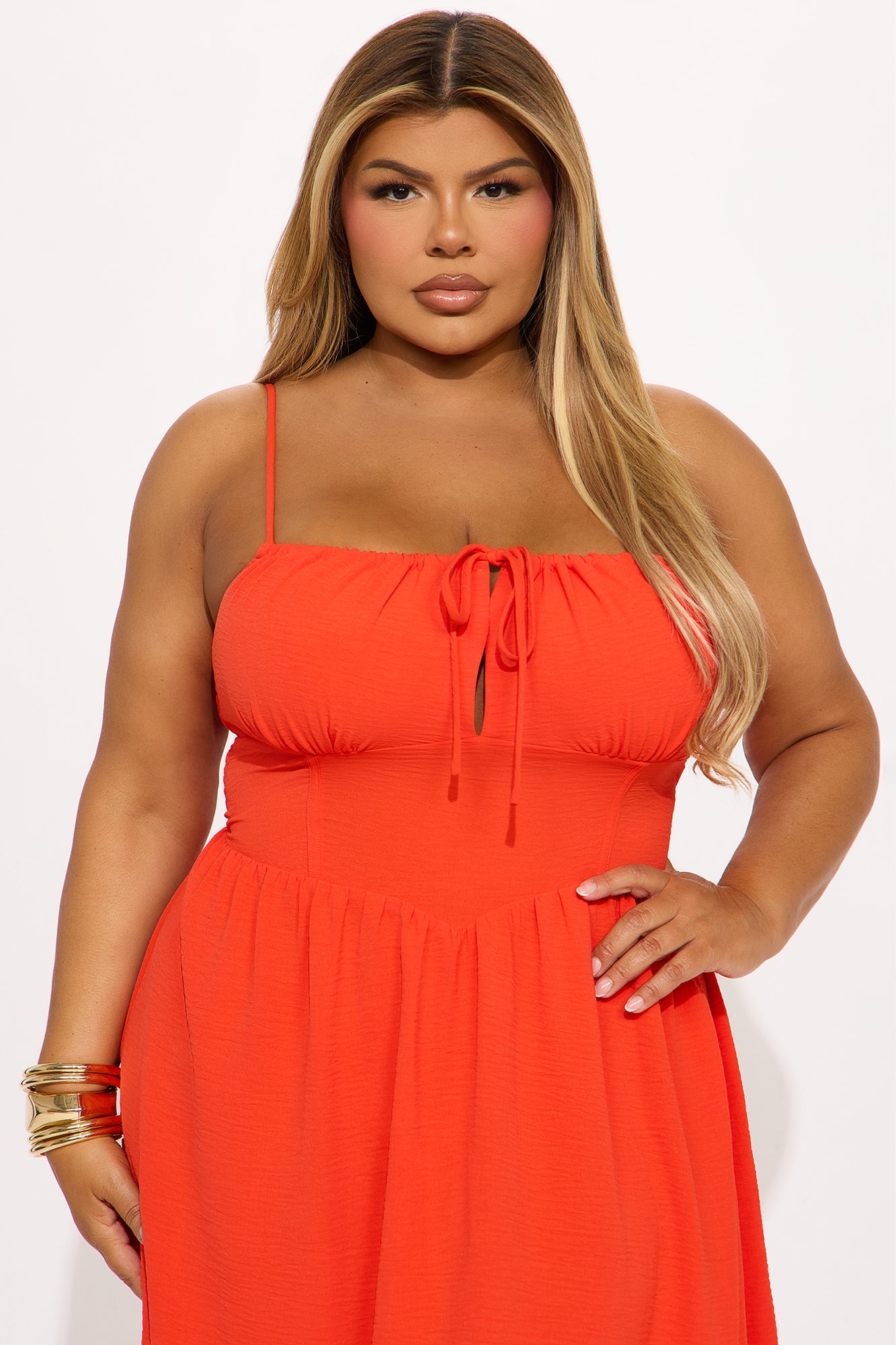 Amalfi Summer Midi Dress - Orange