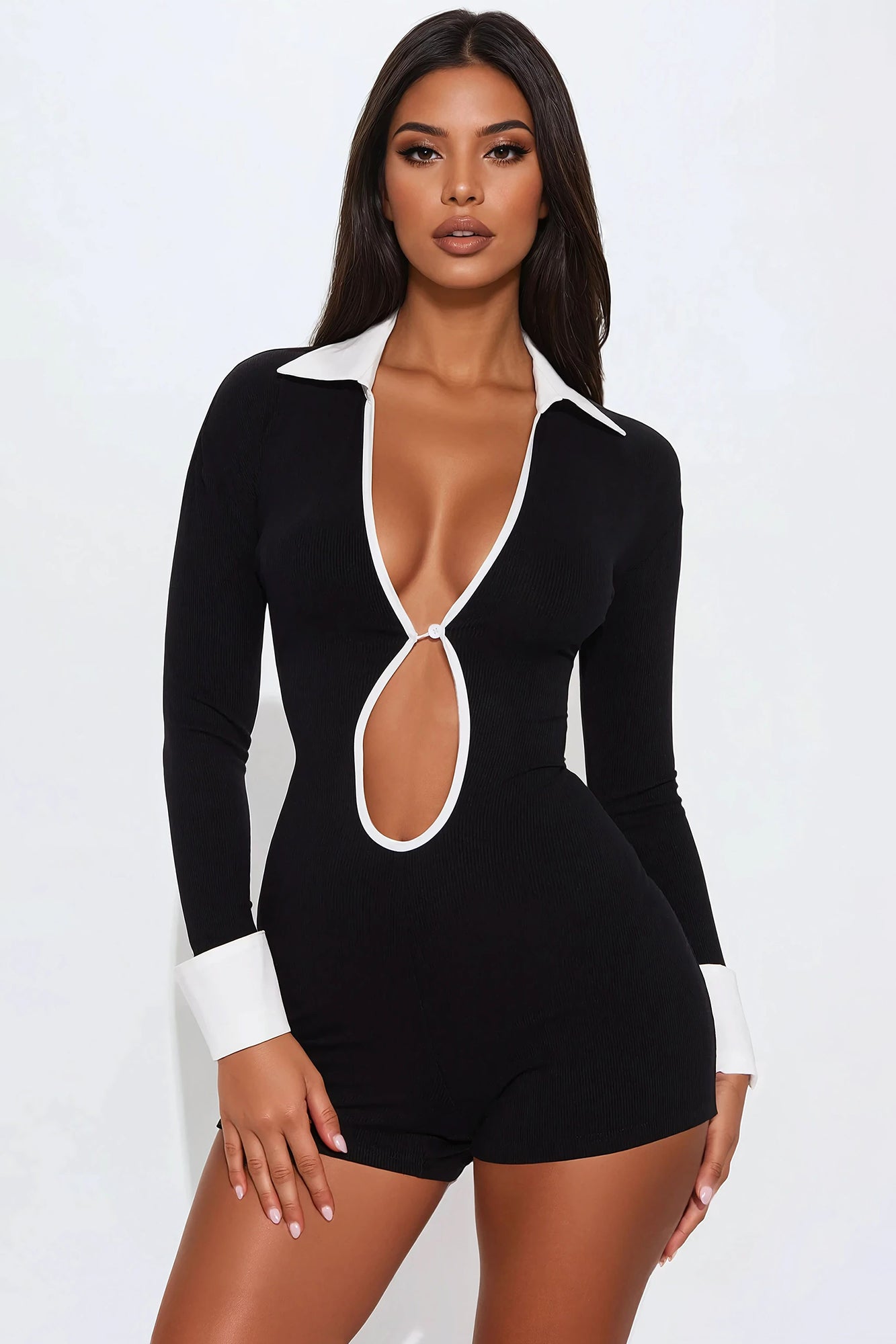 Changed My Mind Cut Out Romper - Black/combo