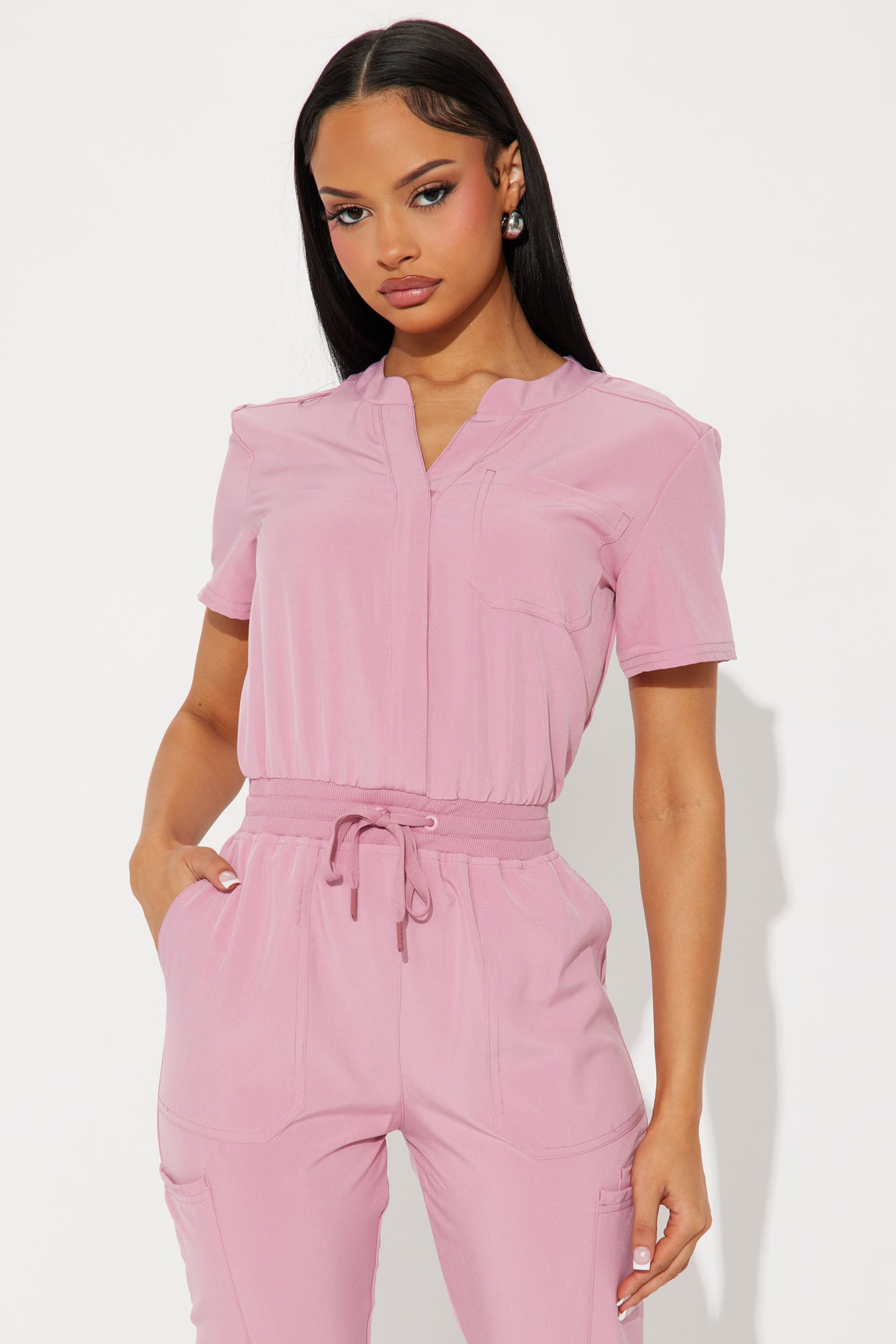 Full Shift Stretch Jogger Scrub Uniform Jumpsuit - Mauve