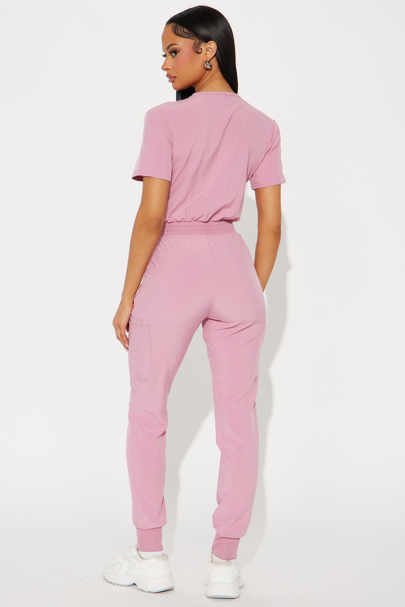 Full Shift Stretch Jogger Scrub Uniform Jumpsuit - Mauve