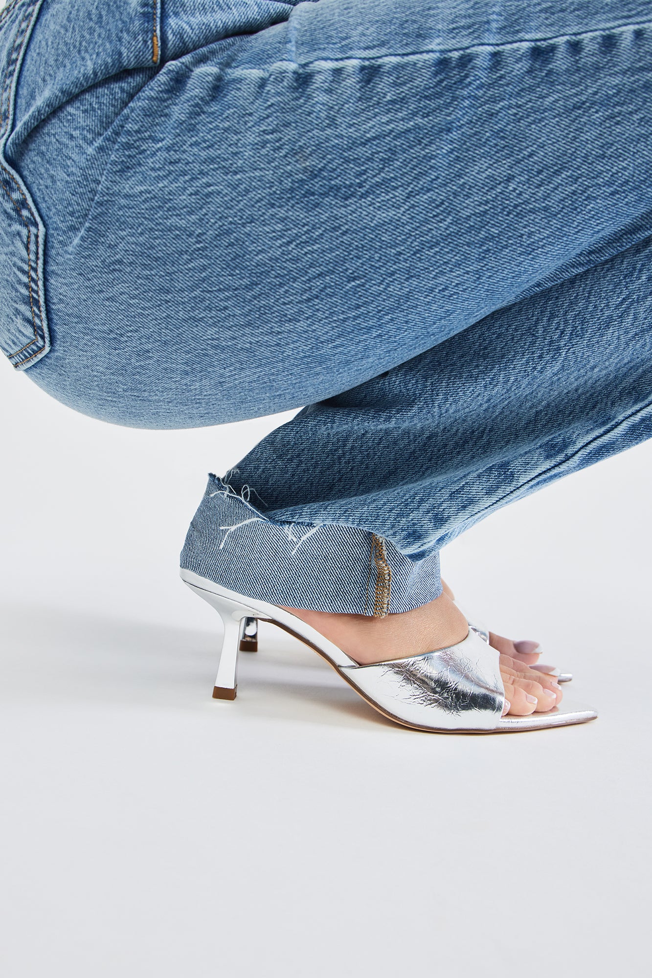 Only Have Eyes For You Heeled Mules - Silver