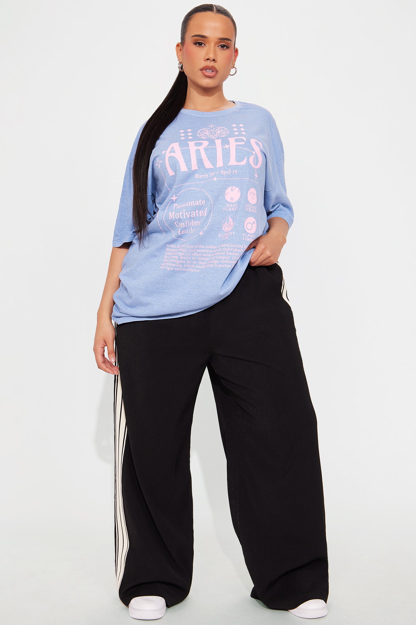 Aries Energy Washed Oversized Tee - Blue