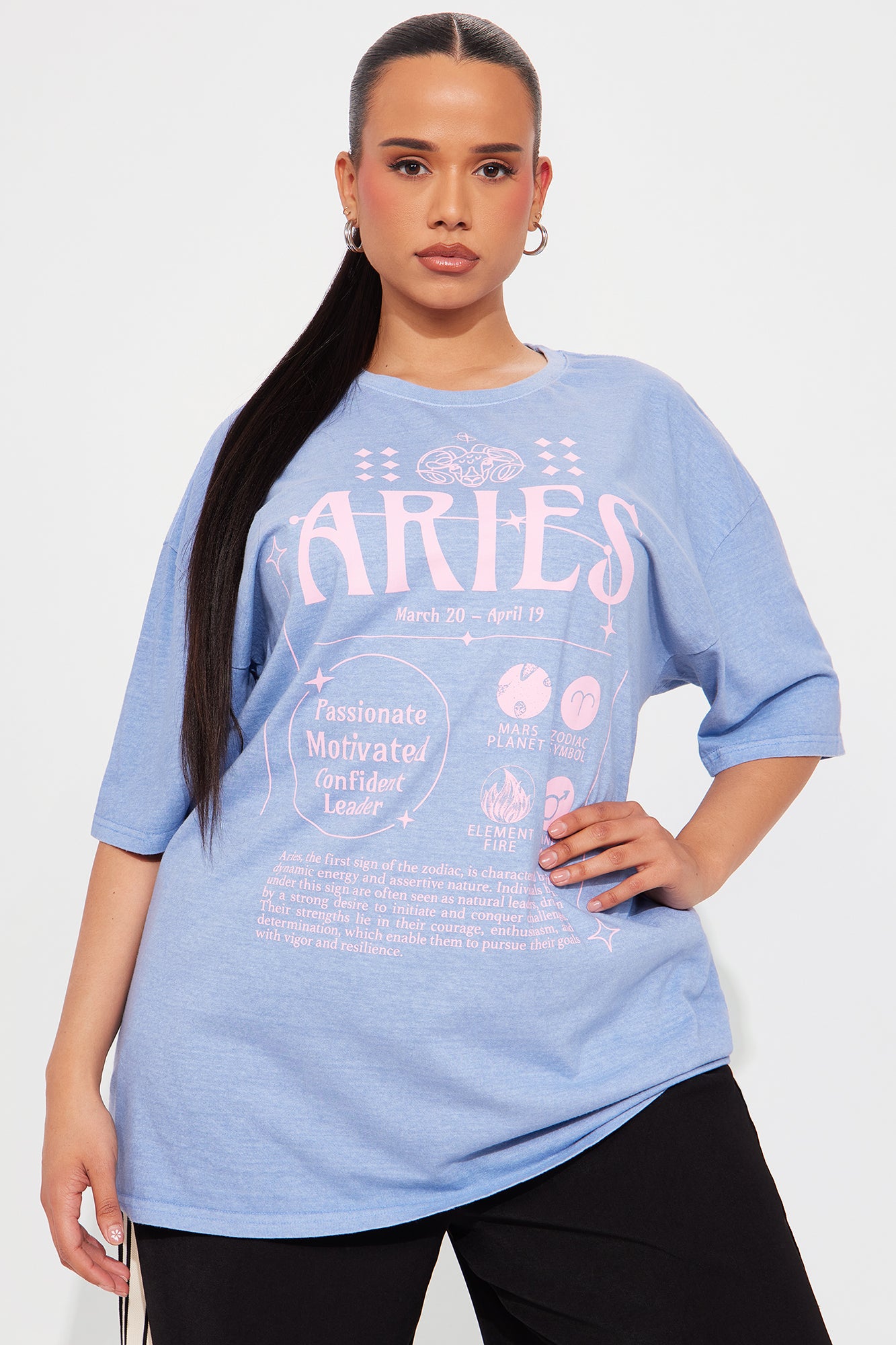 Aries Energy Washed Oversized Tee - Blue