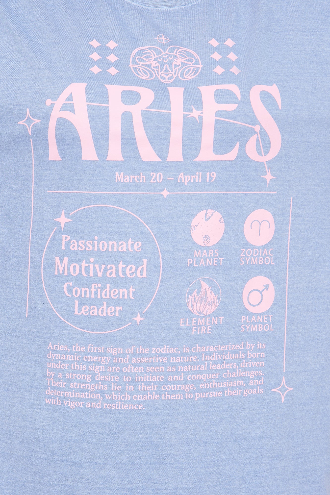 Aries Energy Washed Oversized Tee - Blue