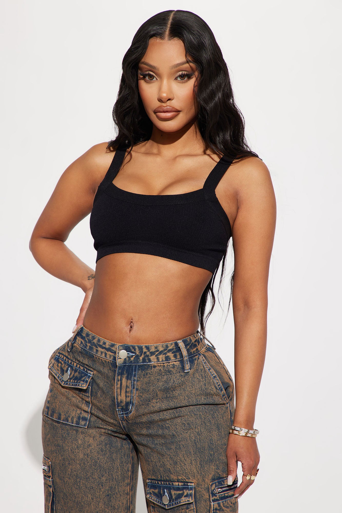 Clarise Seamless Crop Top - Black
