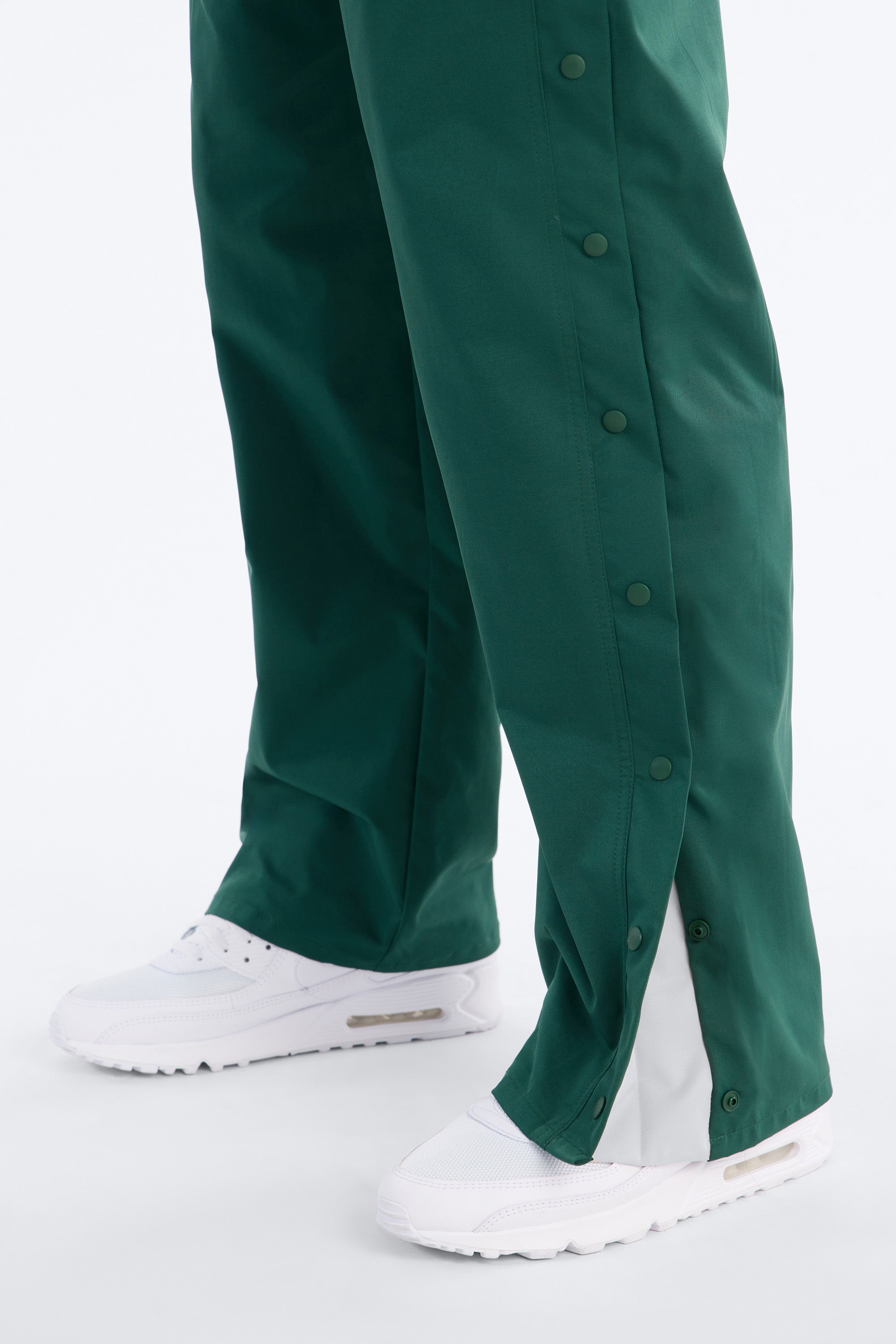 Straight Button Detailed Contrast Panel Pant - Green