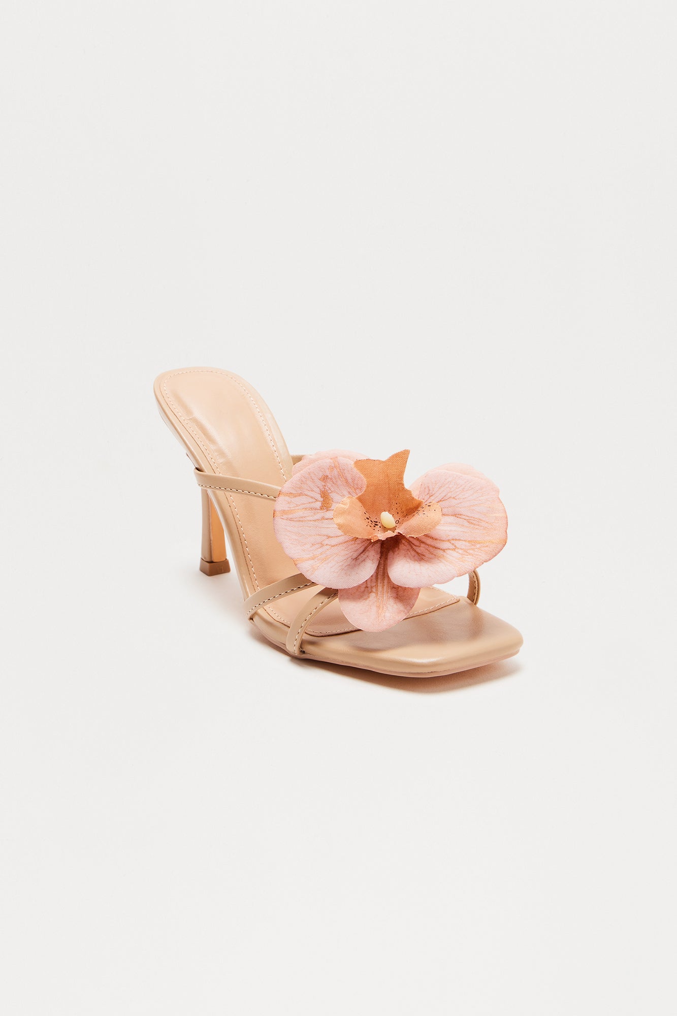Orelia Flower Faux Leather Mules - Nude