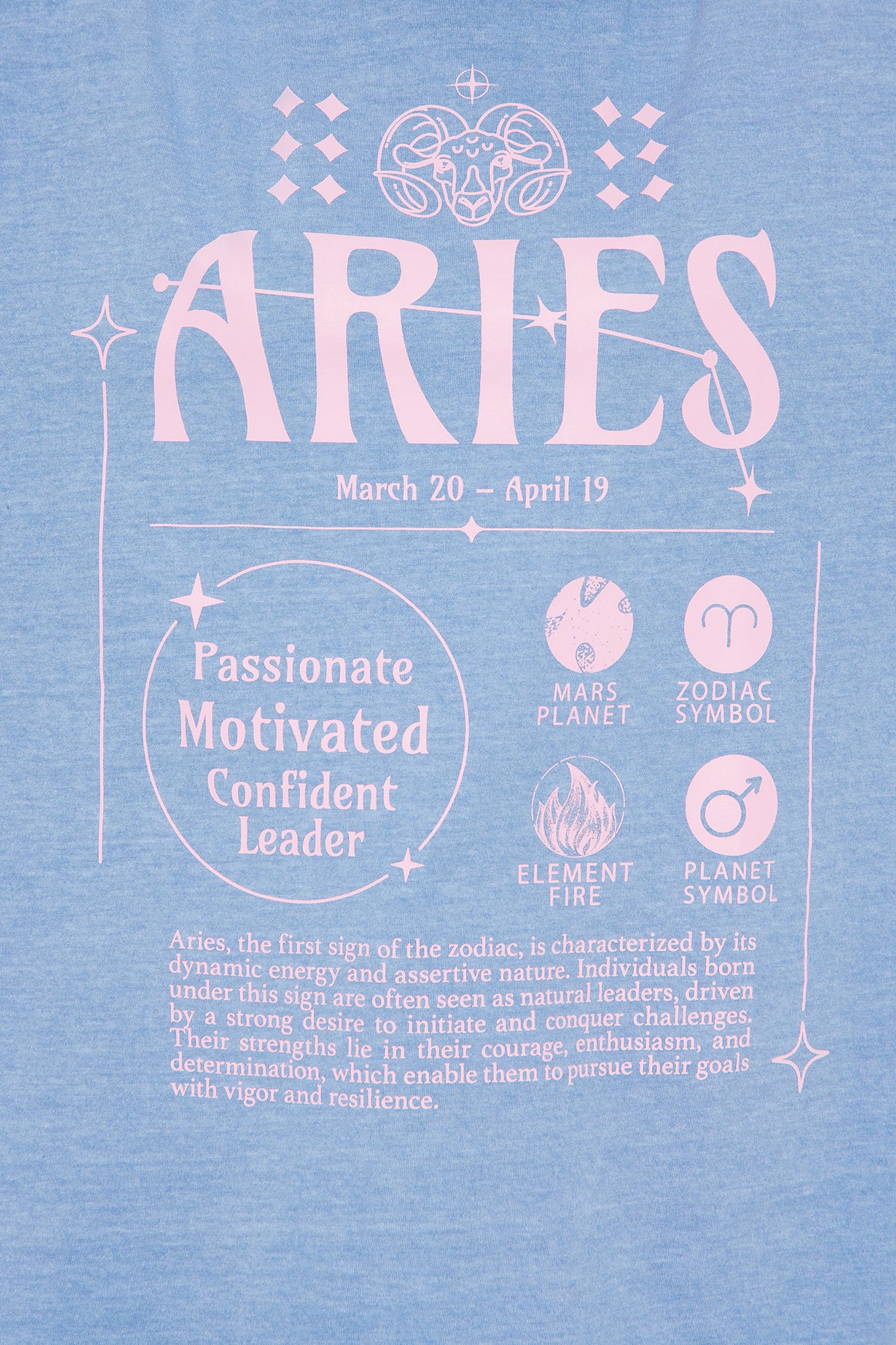 Aries Energy Washed Oversized Tee - Blue