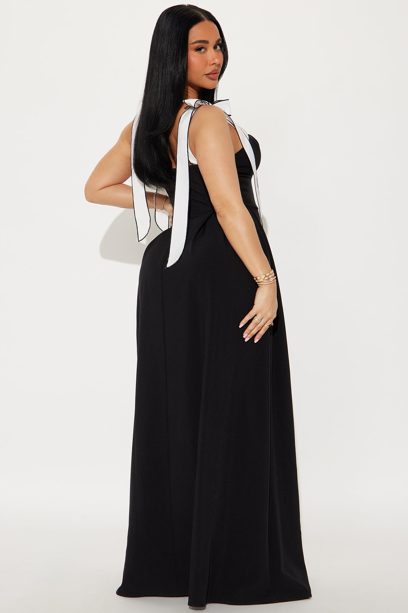 Isabelle Contrast Maxi Dress - Black/White